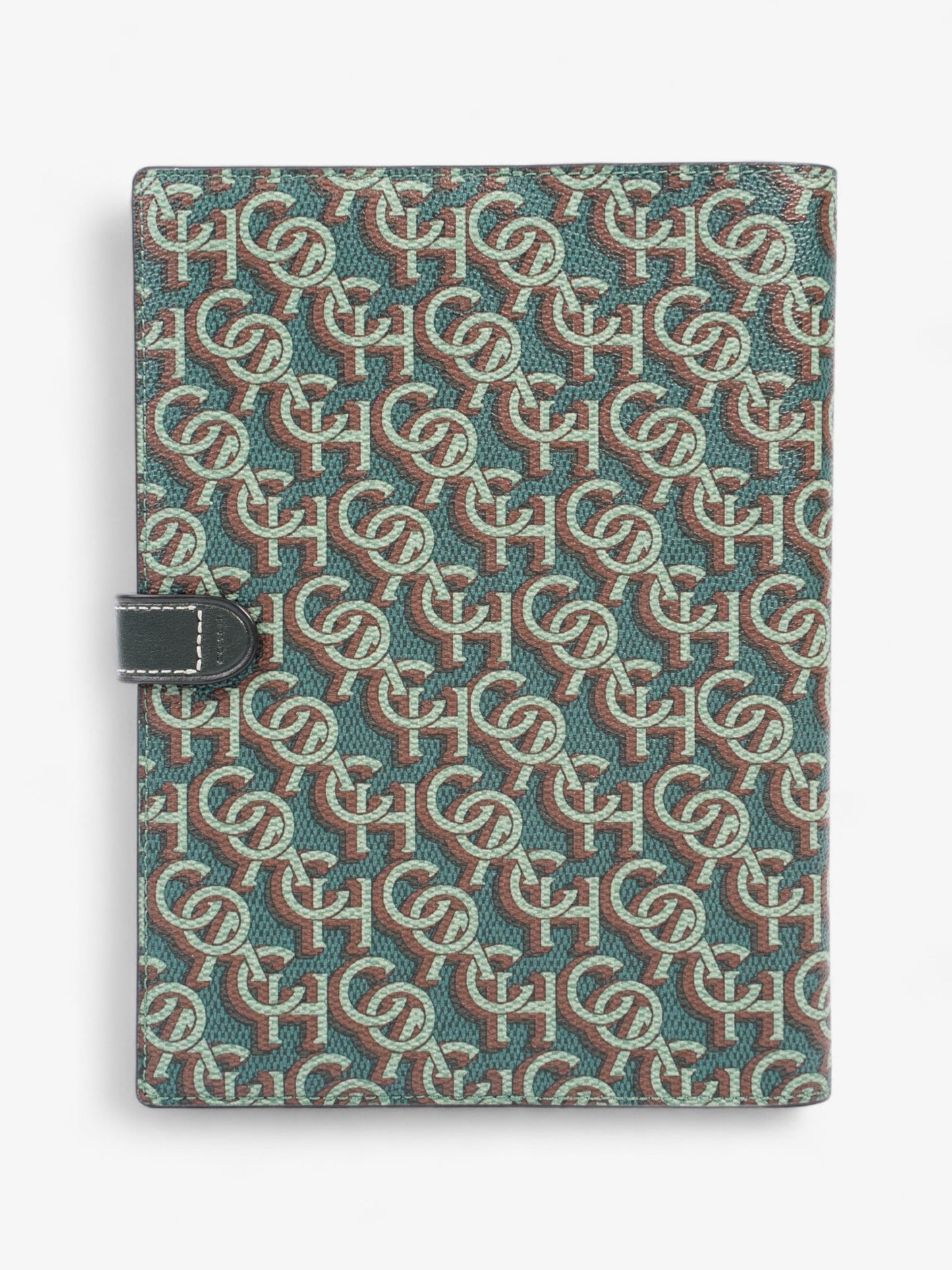 Coach A5 Organiser Notebook Green Monogram Print Coated Canvas