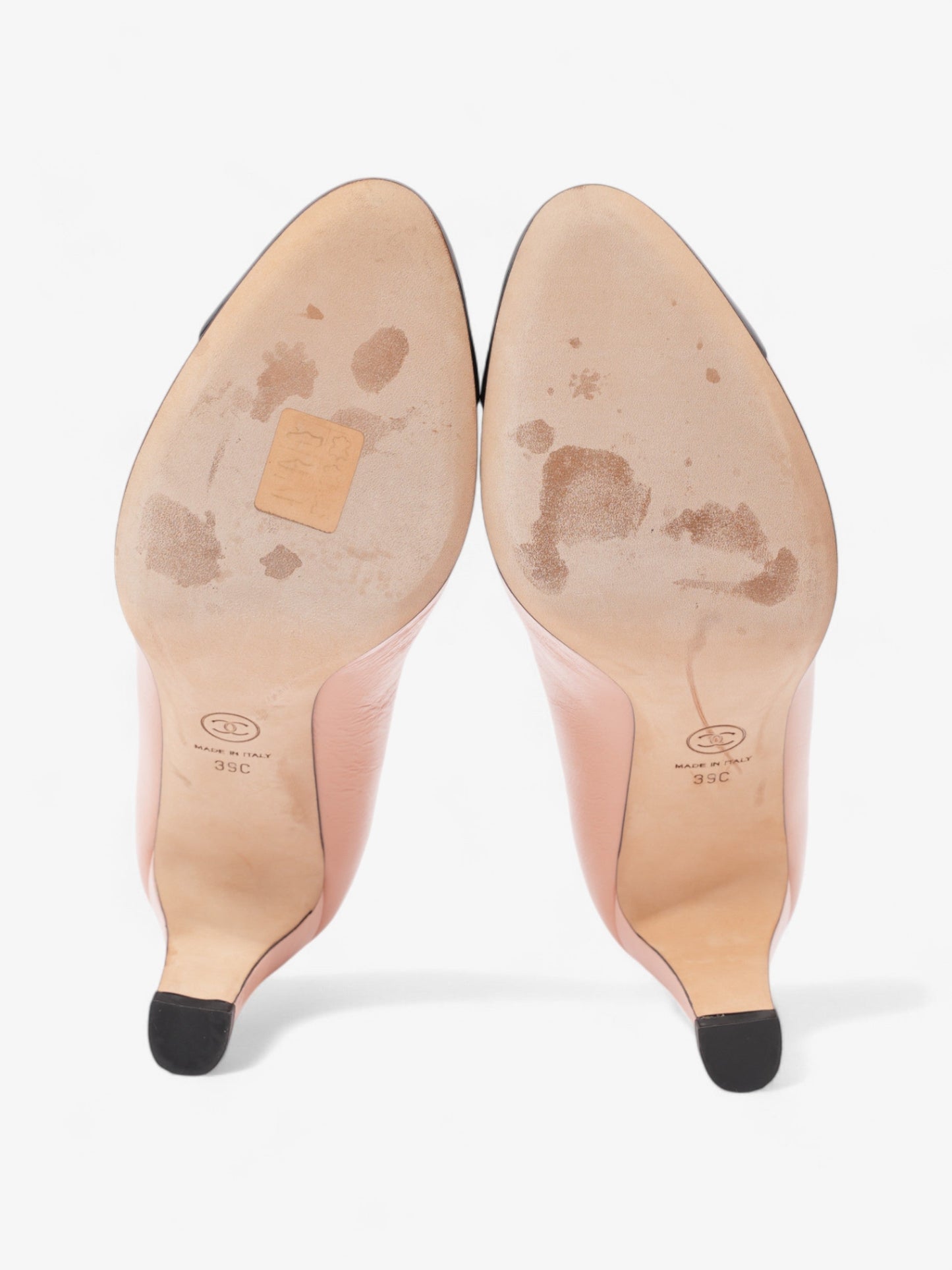 Chanel CC Two Tone Pumps 85mm Pink / Black Calfskin Leather EU 39 UK 6