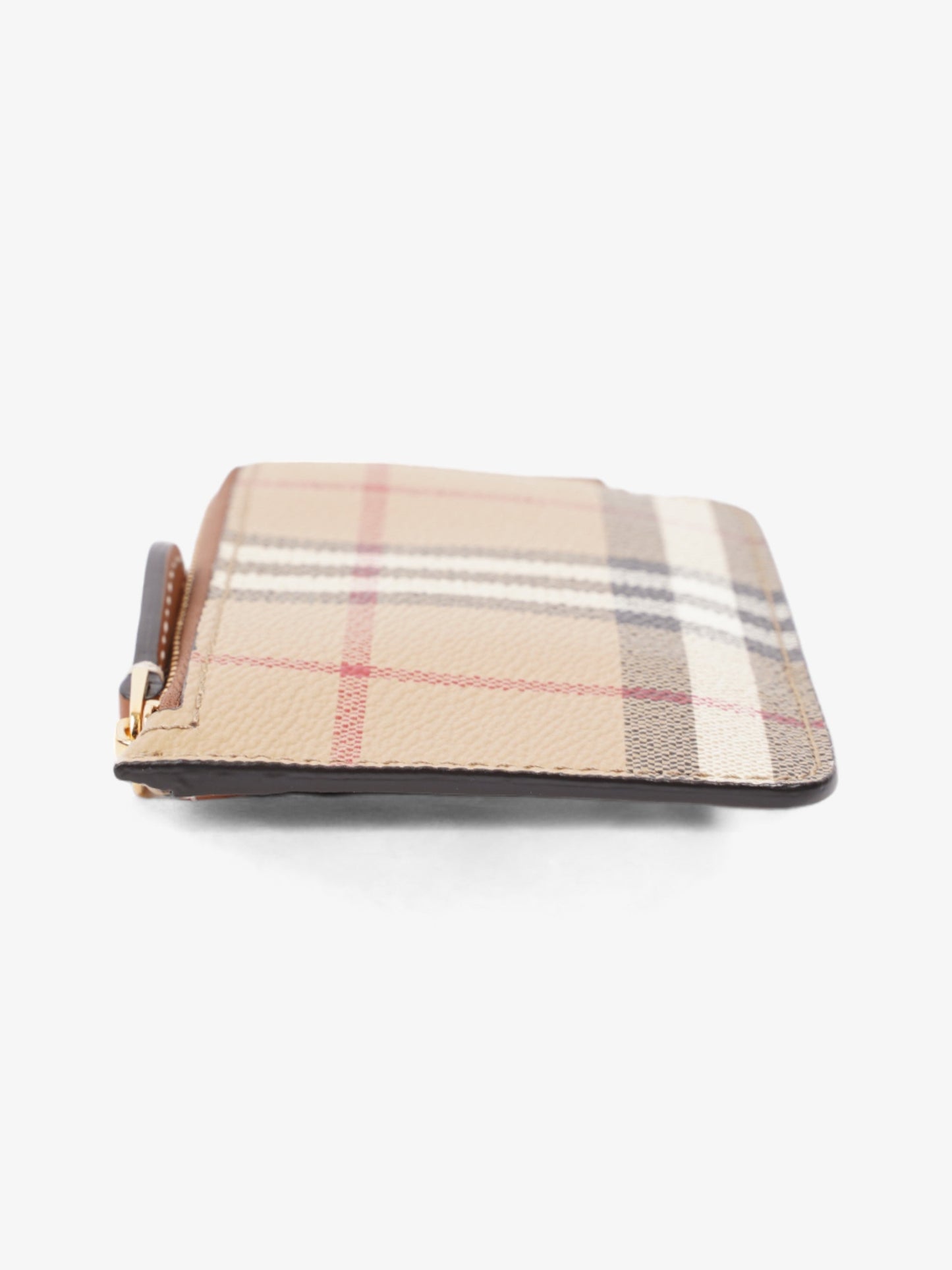 Burberry Check Zip Half Card Case Archive Beige Coated Canvas