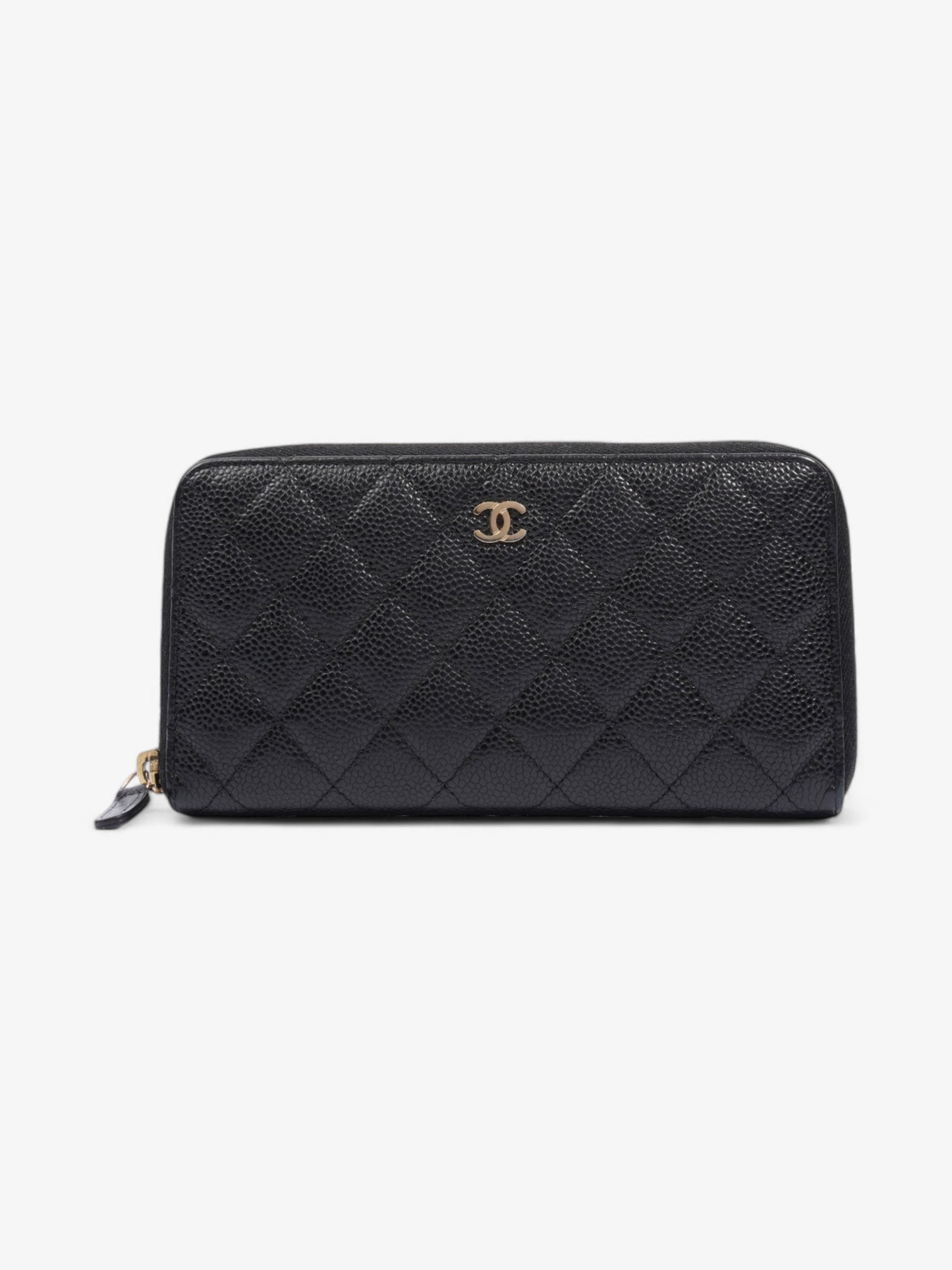 Chanel Zip Round Wallet Black Caviar Leather