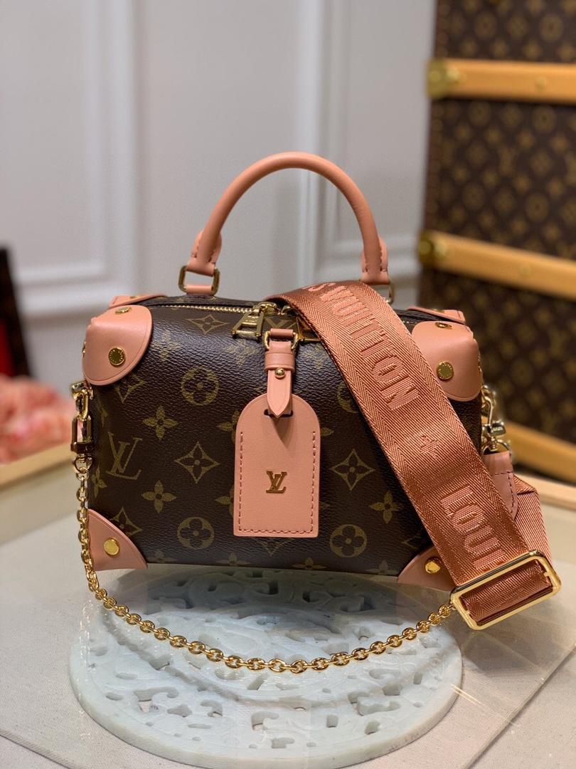 LV Petite Malle Souple Monogram Canvas Pink For Women, WomenÃ¢â‚¬â„¢s Handbags, Shoulder And Crossbody Bags 7.9in/20cm LV M45531