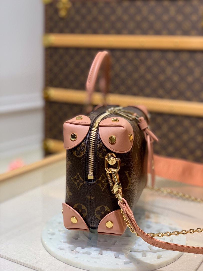LV Petite Malle Souple Monogram Canvas Pink For Women, WomenÃ¢â‚¬â„¢s Handbags, Shoulder And Crossbody Bags 7.9in/20cm LV M45531