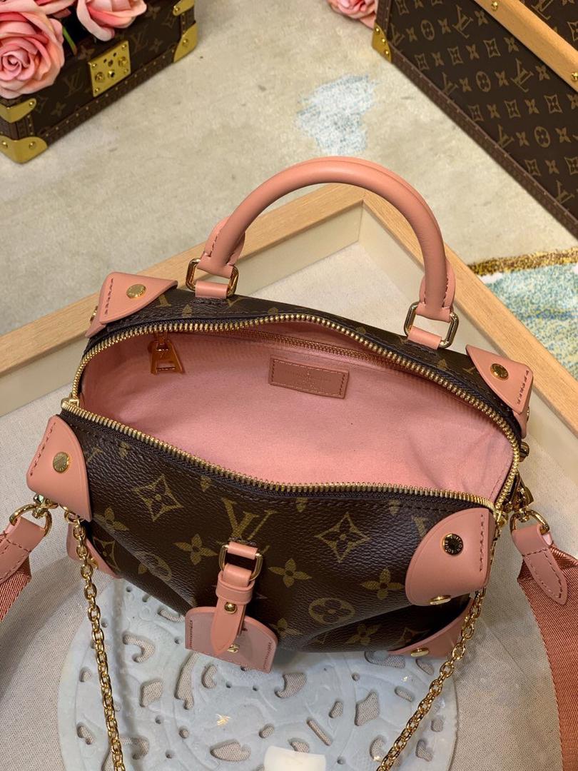 LV Petite Malle Souple Monogram Canvas Pink For Women, WomenÃ¢â‚¬â„¢s Handbags, Shoulder And Crossbody Bags 7.9in/20cm LV M45531