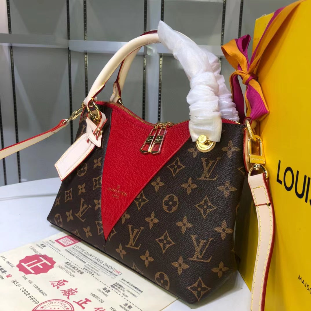 LV V Tote GLAMI Monogram Canvas GLAMIrise Red For Women, WoBags, Shoulder And Crossbody Bags 10.6in/27cm LV M43966