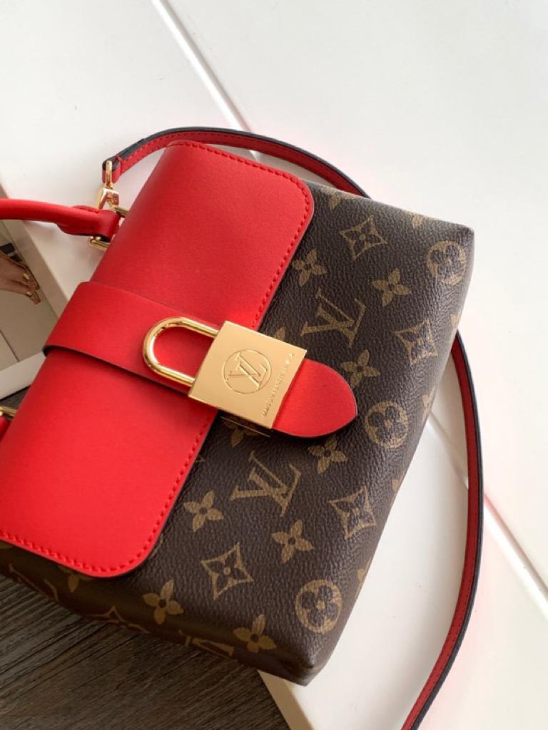 LV Locky GLAMI Monogram Canvas Red For Women,  Shoulder And Crossbody Bags 7.9in/20cm LV M44322