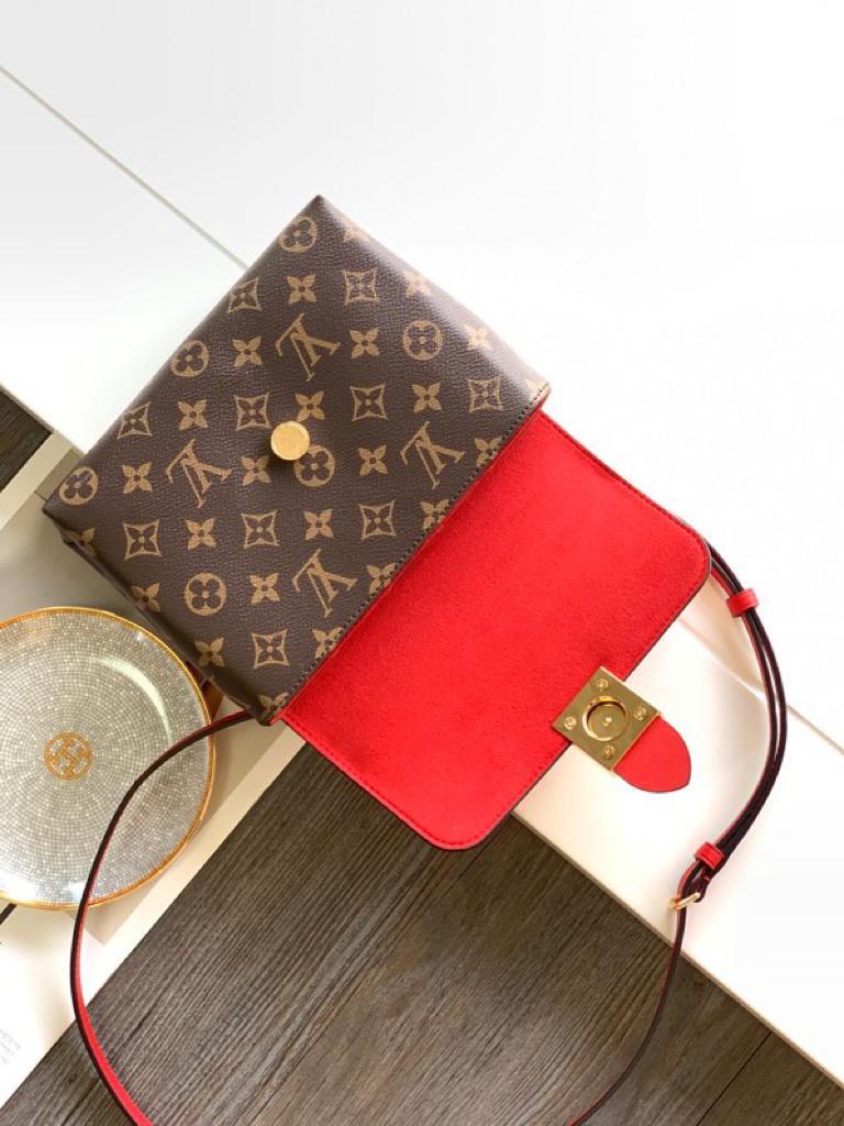 LV Locky GLAMI Monogram Canvas Red For Women,  Shoulder And Crossbody Bags 7.9in/20cm LV M44322