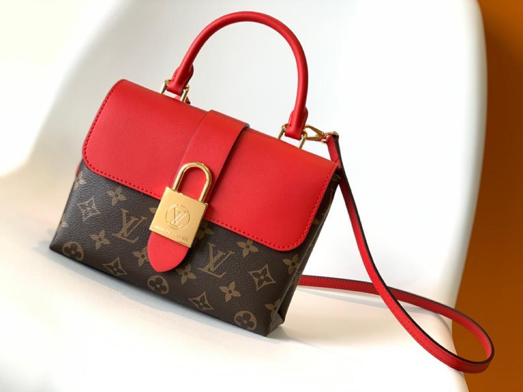 LV Locky GLAMI Monogram Canvas Red For Women,  Shoulder And Crossbody Bags 7.9in/20cm LV M44322