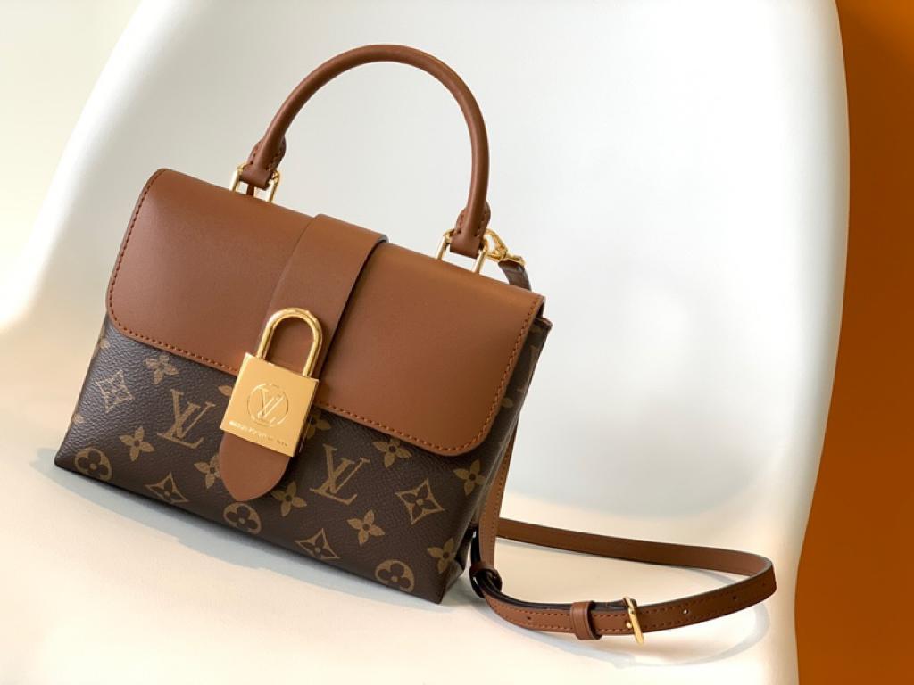 LV Locky GLAMI Monogram Canvas Caramel Brown For Women, WomenÃ¢â‚¬â„¢s Handbags, Shoulder And Crossbody Bags 7.9in/20cm LV M44654