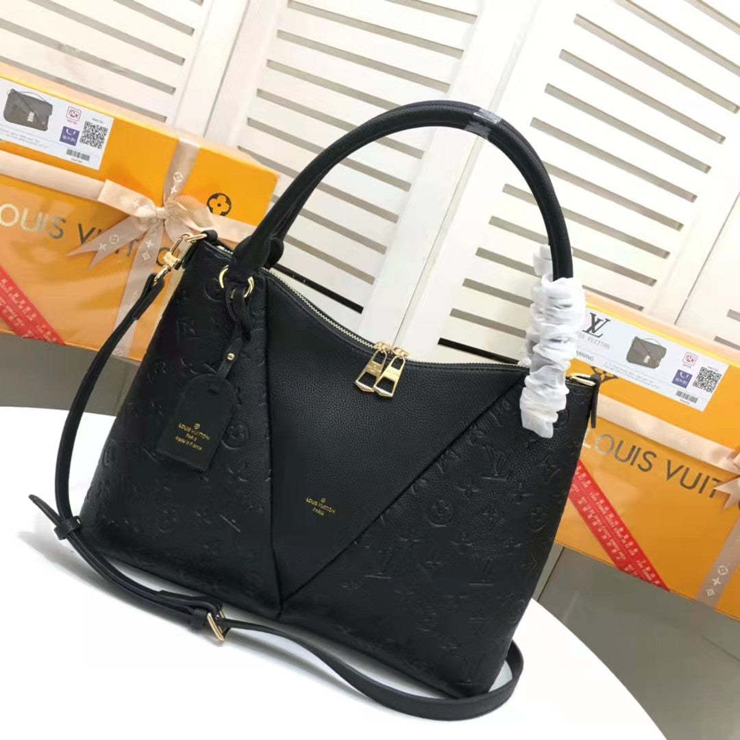 LV V Tote MM Monogram Empreinte Black For Women, WomenÃ¢â‚¬â„¢s Handbags, Shoulder And Crossbody Bags 14.2in/36cm LV M44421