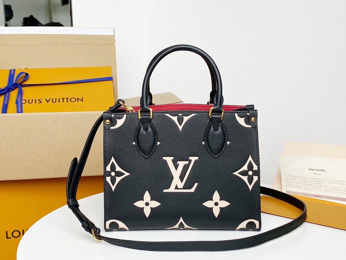LV OnTheGo PM Tote Bag Monogram Empreinte Black/Beige For Women, WomenÃ¢â‚¬â„¢s Handbags, Shoulder And Crossbody Bags 9.8in/25cm LV M45659