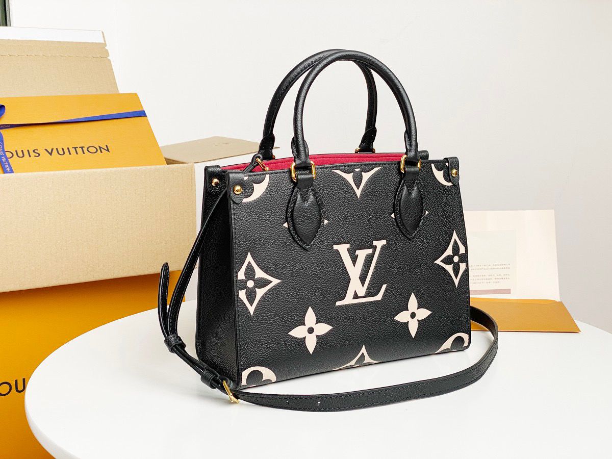 LV OnTheGo PM Tote Bag Monogram Empreinte Black/Beige For Women, WomenÃ¢â‚¬â„¢s Handbags, Shoulder And Crossbody Bags 9.8in/25cm LV M45659