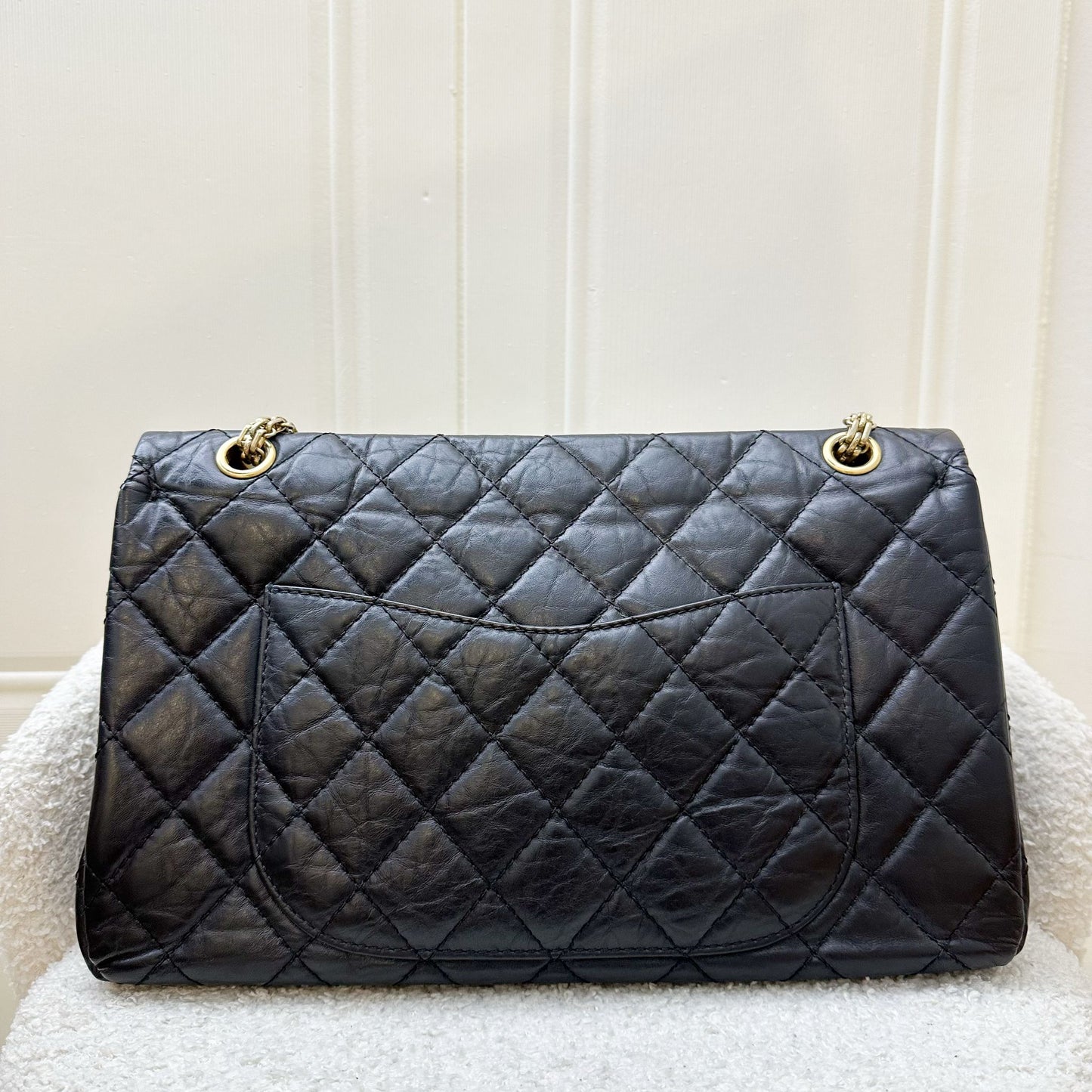 GLM-2.55 Reissue 227 Maxi Flap in Black Aged Calfskin and AGHW