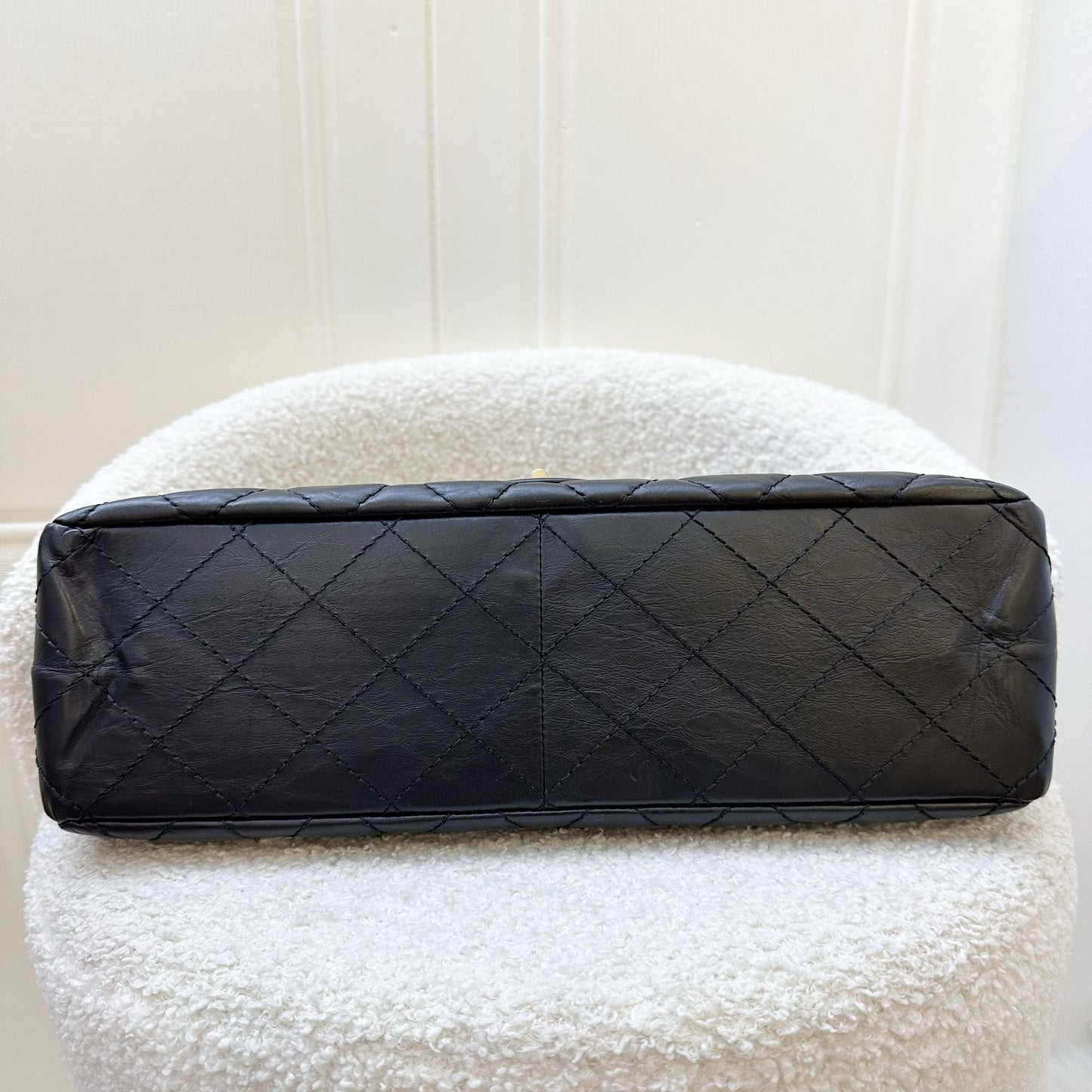 GLM-2.55 Reissue 227 Maxi Flap in Black Aged Calfskin and AGHW