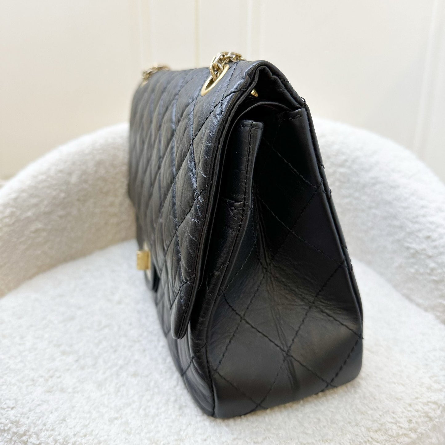 GLM-2.55 Reissue 227 Maxi Flap in Black Aged Calfskin and AGHW
