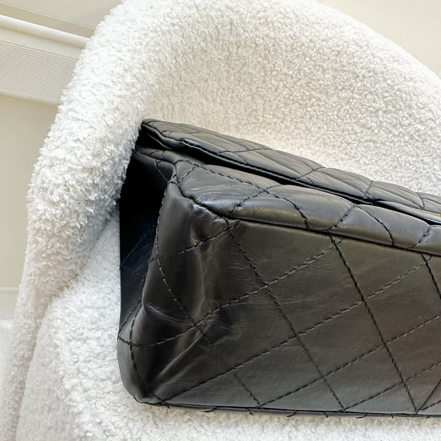 GLM-2.55 Reissue 227 Maxi Flap in Black Aged Calfskin and AGHW