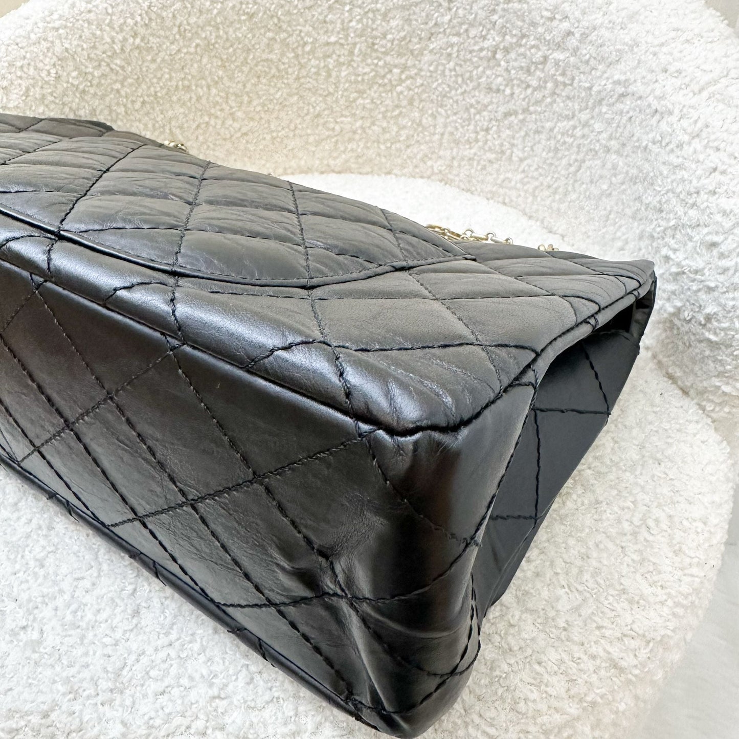 GLM-2.55 Reissue 227 Maxi Flap in Black Aged Calfskin and AGHW