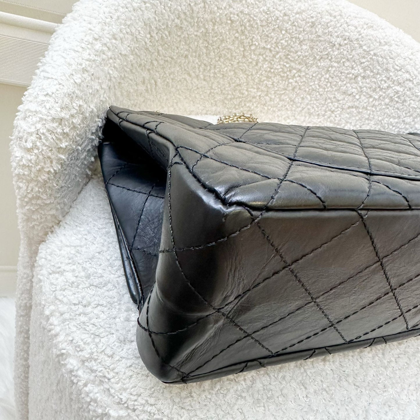 GLM-2.55 Reissue 227 Maxi Flap in Black Aged Calfskin and AGHW