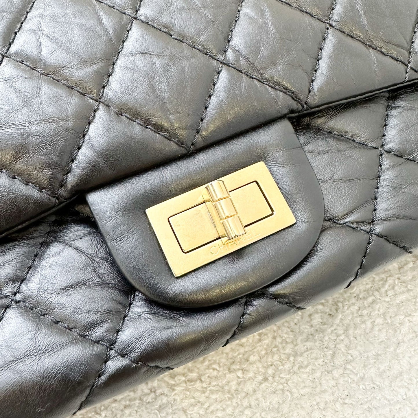 GLM-2.55 Reissue 227 Maxi Flap in Black Aged Calfskin and AGHW