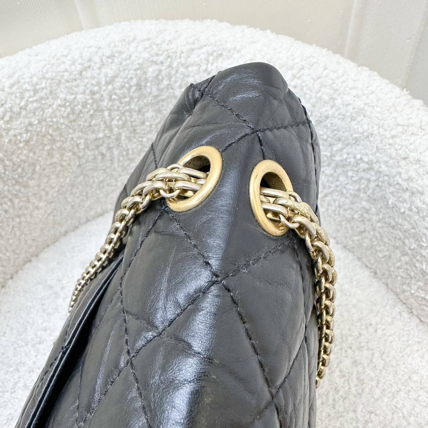 GLM-2.55 Reissue 227 Maxi Flap in Black Aged Calfskin and AGHW