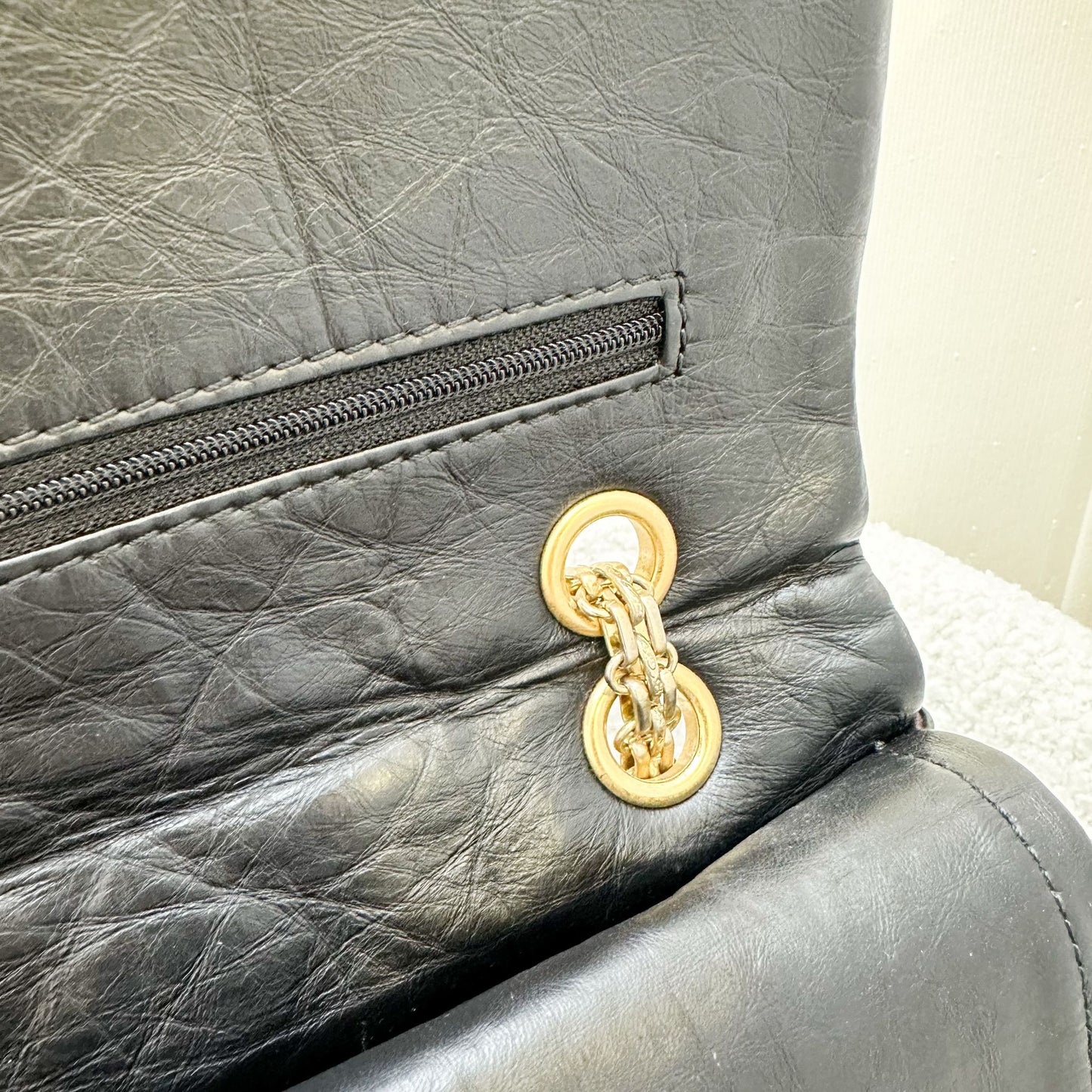 GLM-2.55 Reissue 227 Maxi Flap in Black Aged Calfskin and AGHW