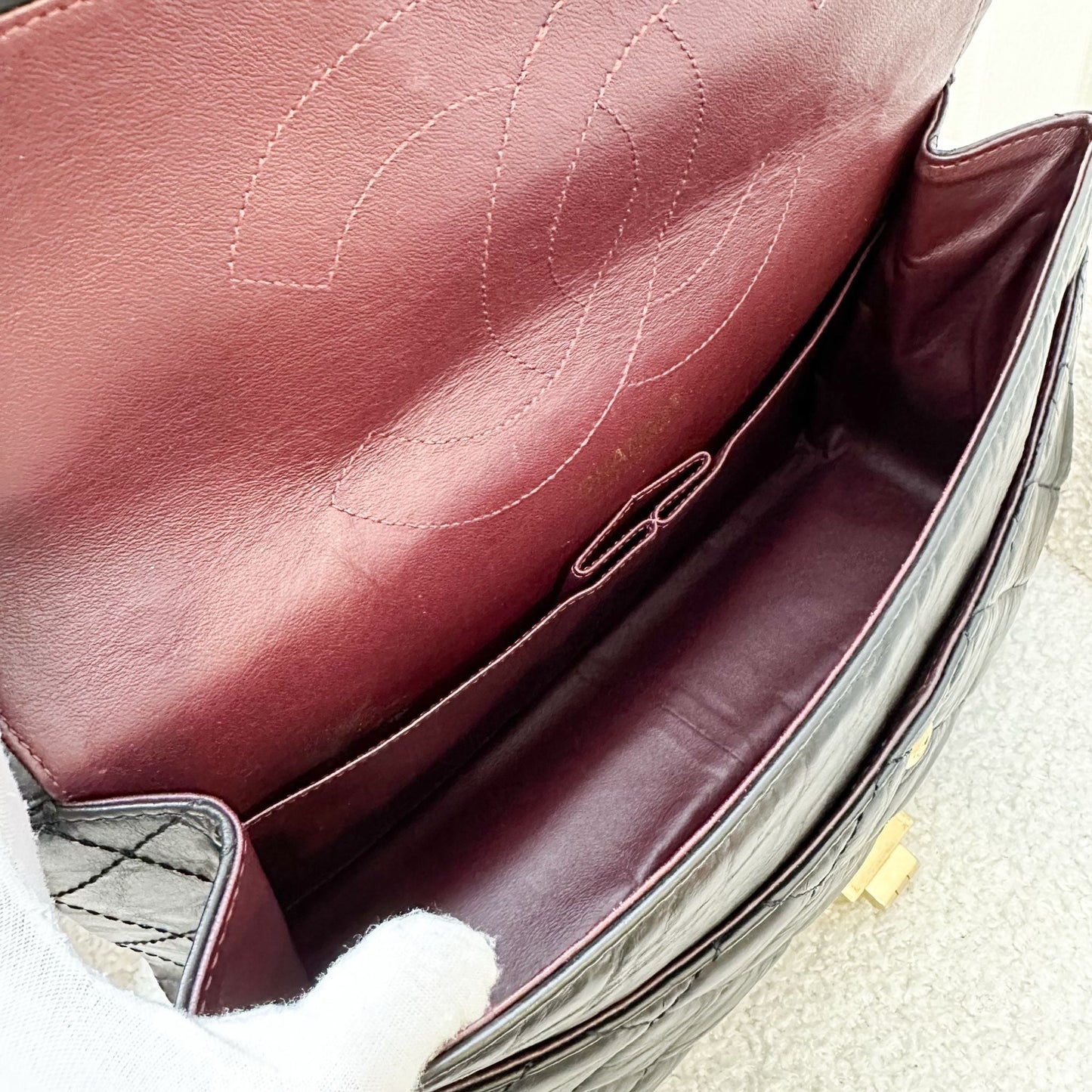 GLM-2.55 Reissue 227 Maxi Flap in Black Aged Calfskin and AGHW