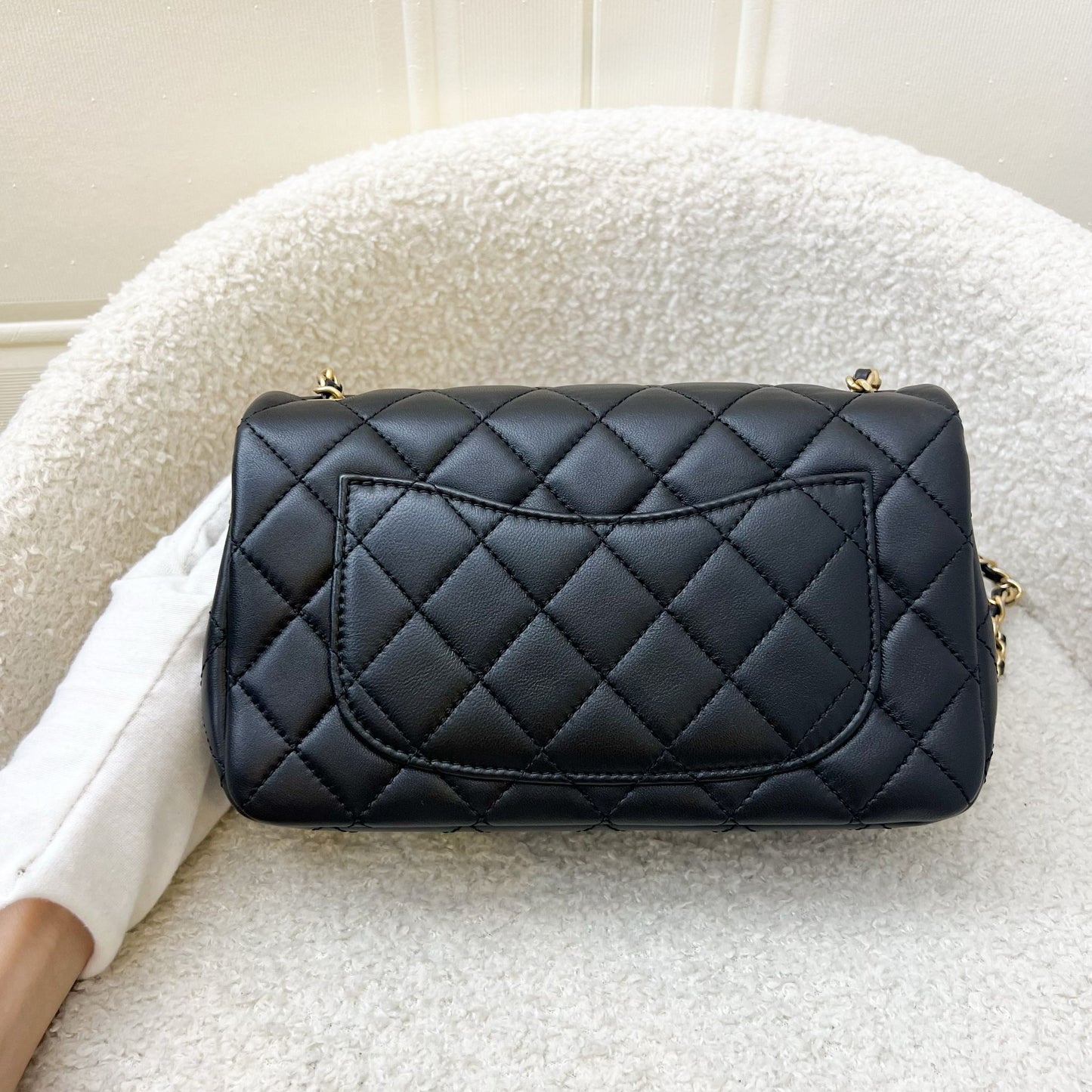 GLM-Pearl Crush Mini Rectangular Flap in Black Lambskin and AGHW (Model: AS1787)