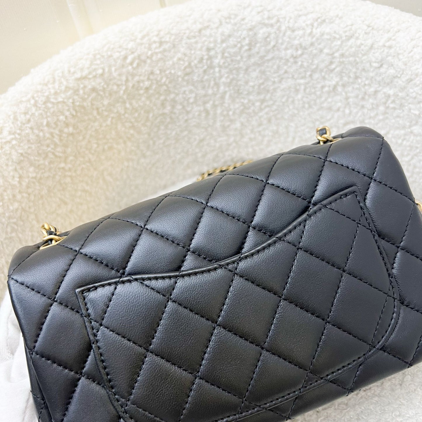 GLM-Pearl Crush Mini Rectangular Flap in Black Lambskin and AGHW (Model: AS1787)