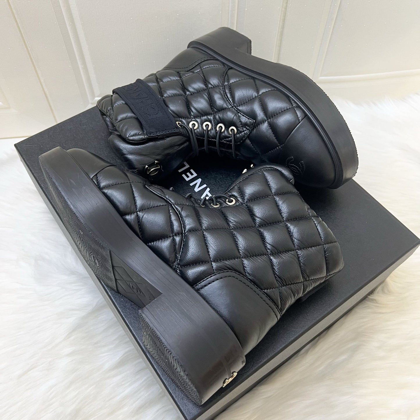 GLM-23K Boots in Black Leather and SHW Sz 37.5