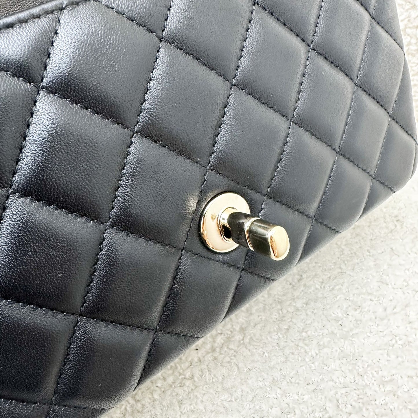 GLM-Classic Mini Rectangular Flap in Black Lambskin and LGHW