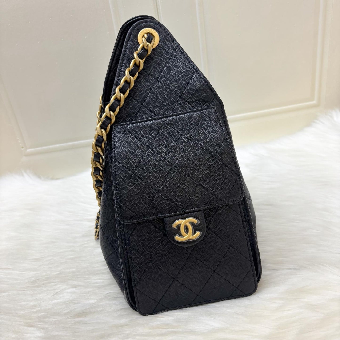 GLM-25 Small Hobo Bag in Black Caviar and AGHW (Model: AS5293)