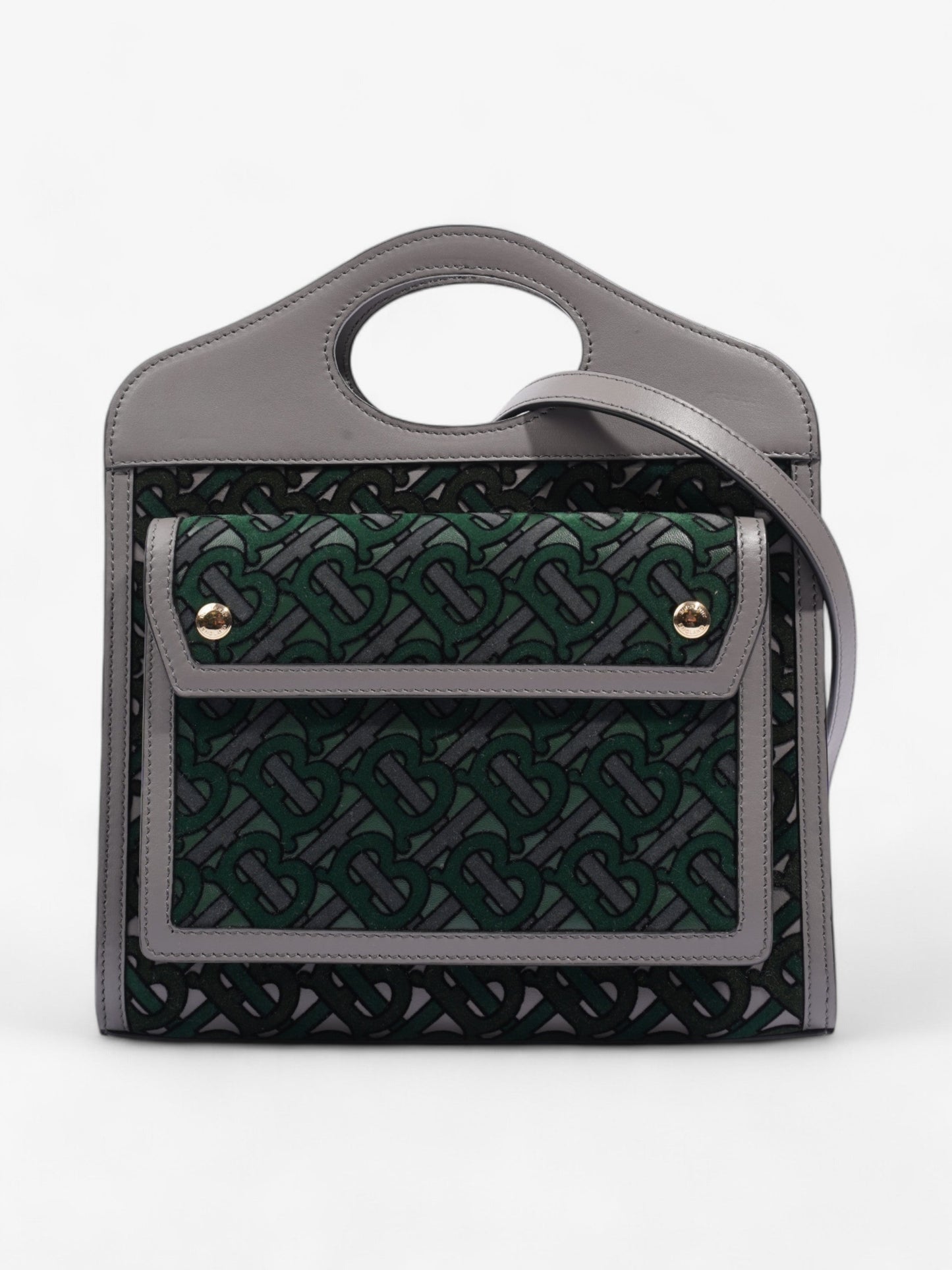 Burberry TB Pocket Bag Grey / Green Leather