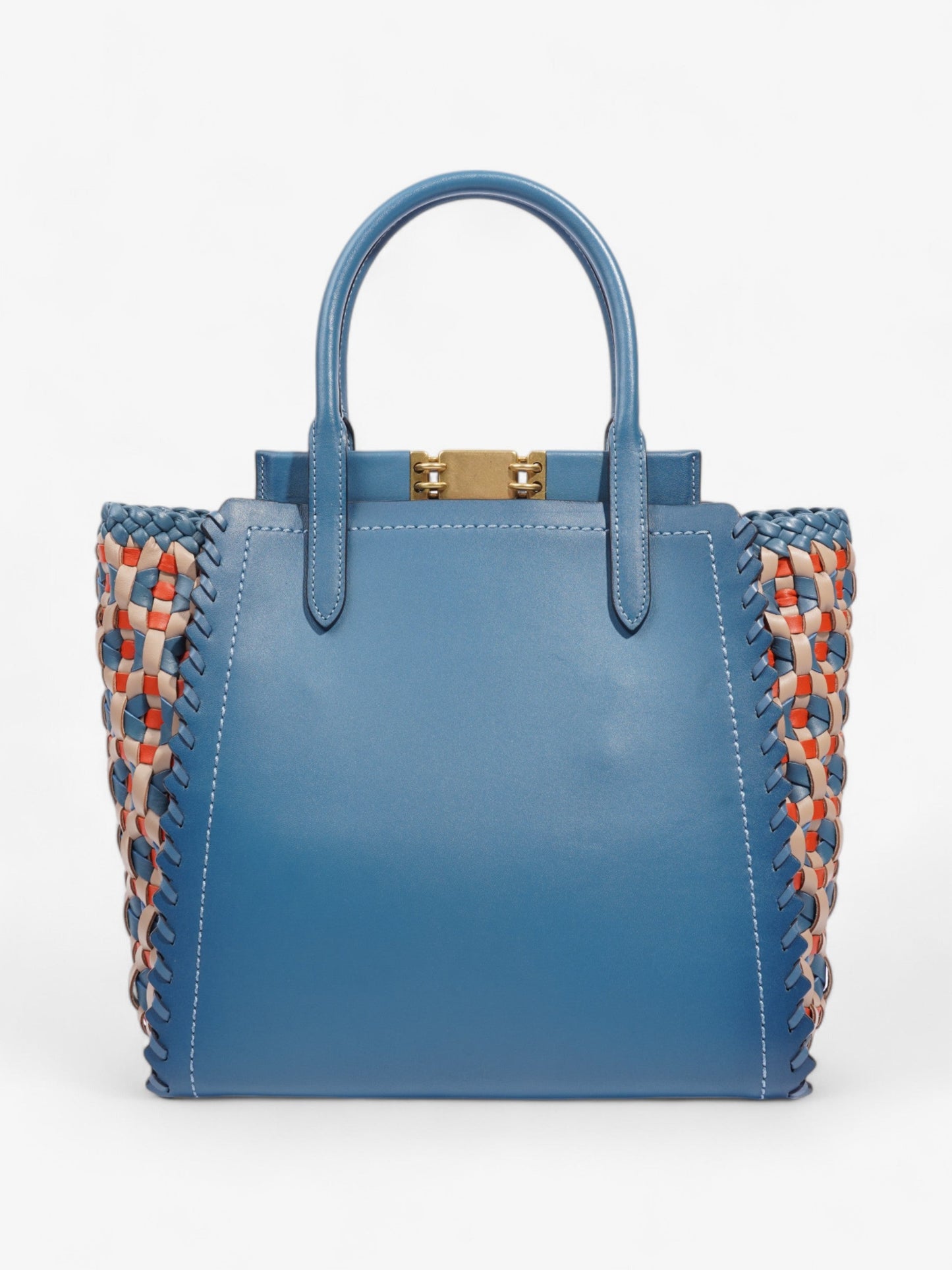Coach Troupe Tote Blue / Orange / Beige Leather