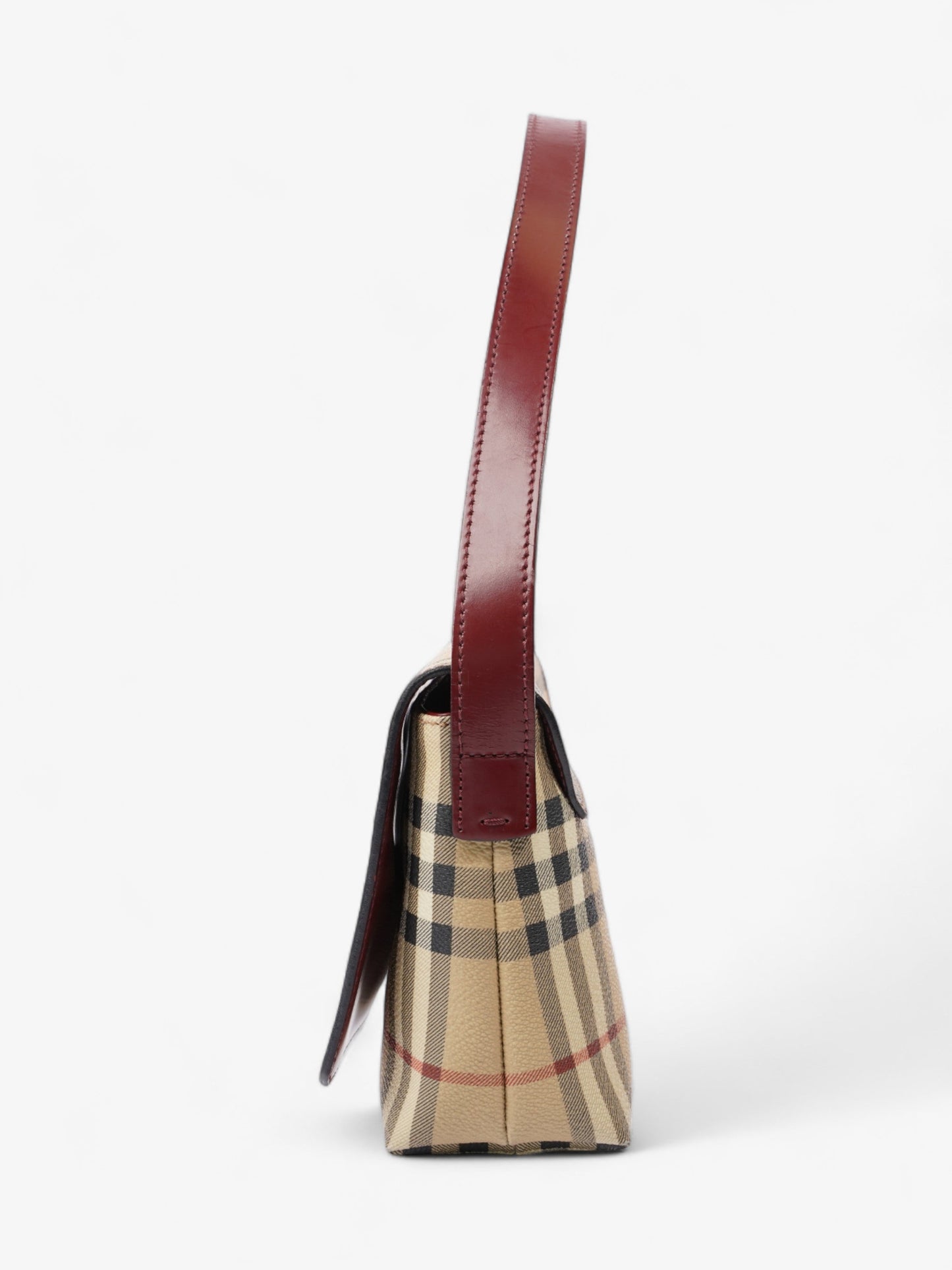 Burberry Nova Flap Pochette Beige / Red Canvas