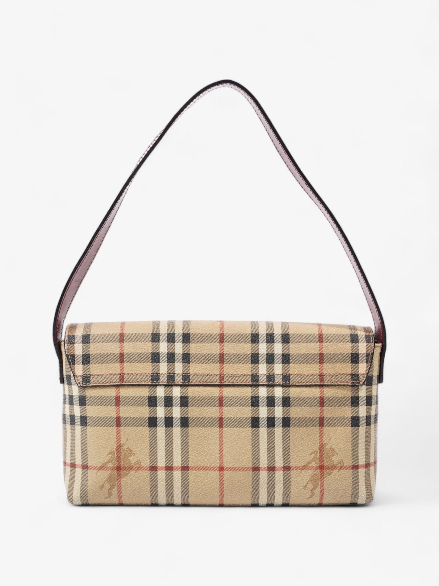 Burberry Nova Flap Pochette Beige / Red Canvas