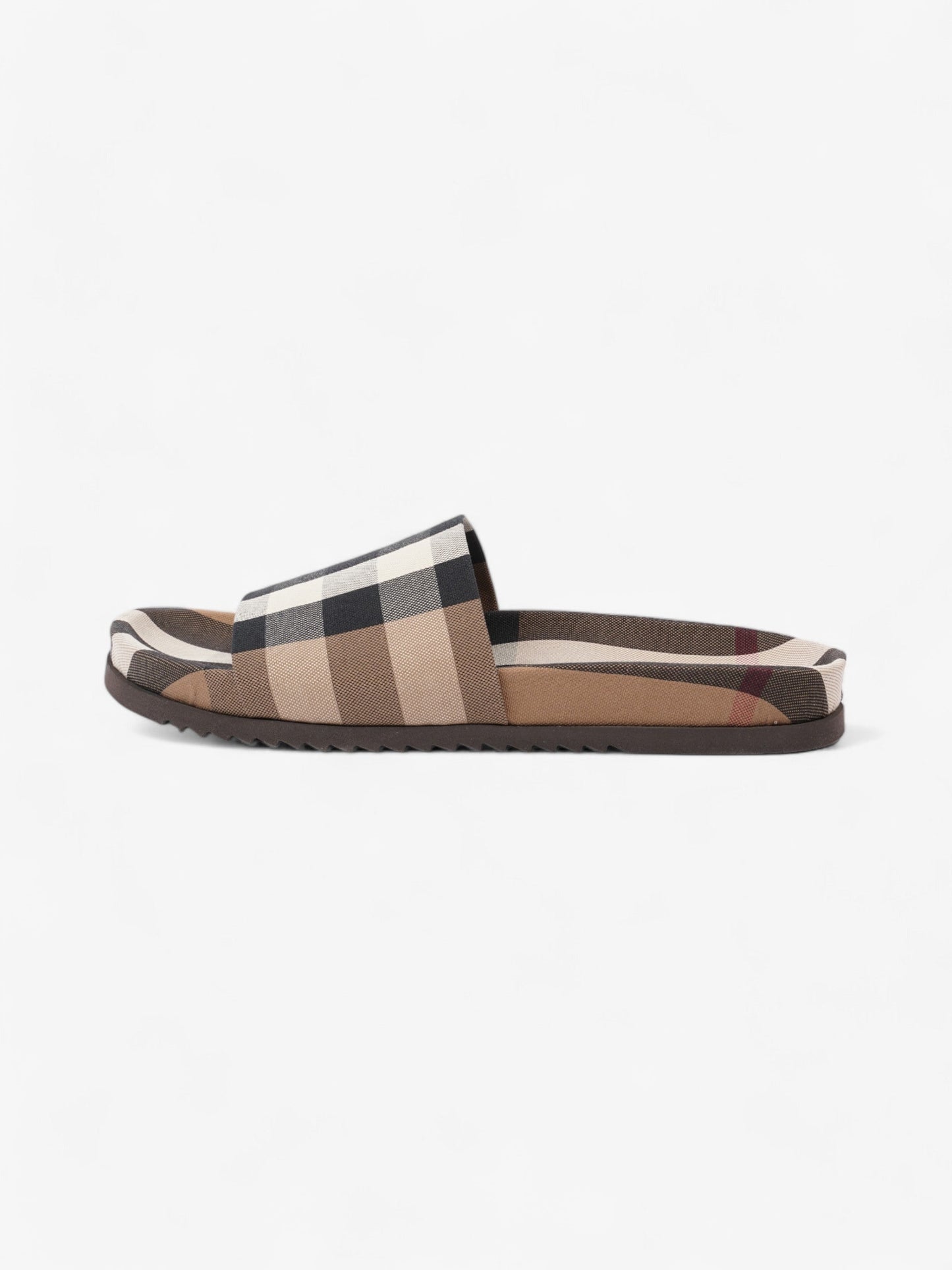 Burberry Check Slide Dark Birch Brown Cotton EU 42 UK 8