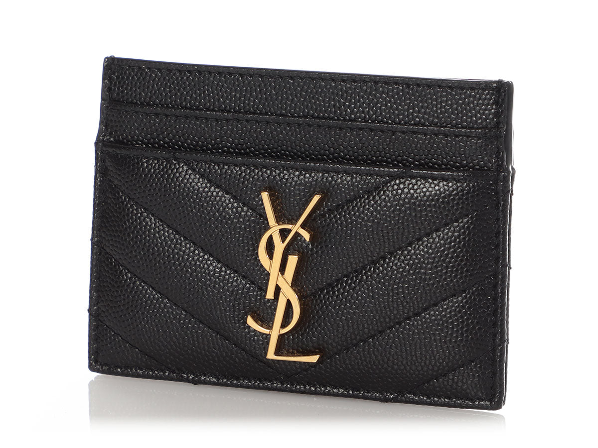 Saint Laurent Black MatelassÃ© Cassandre Card Holder