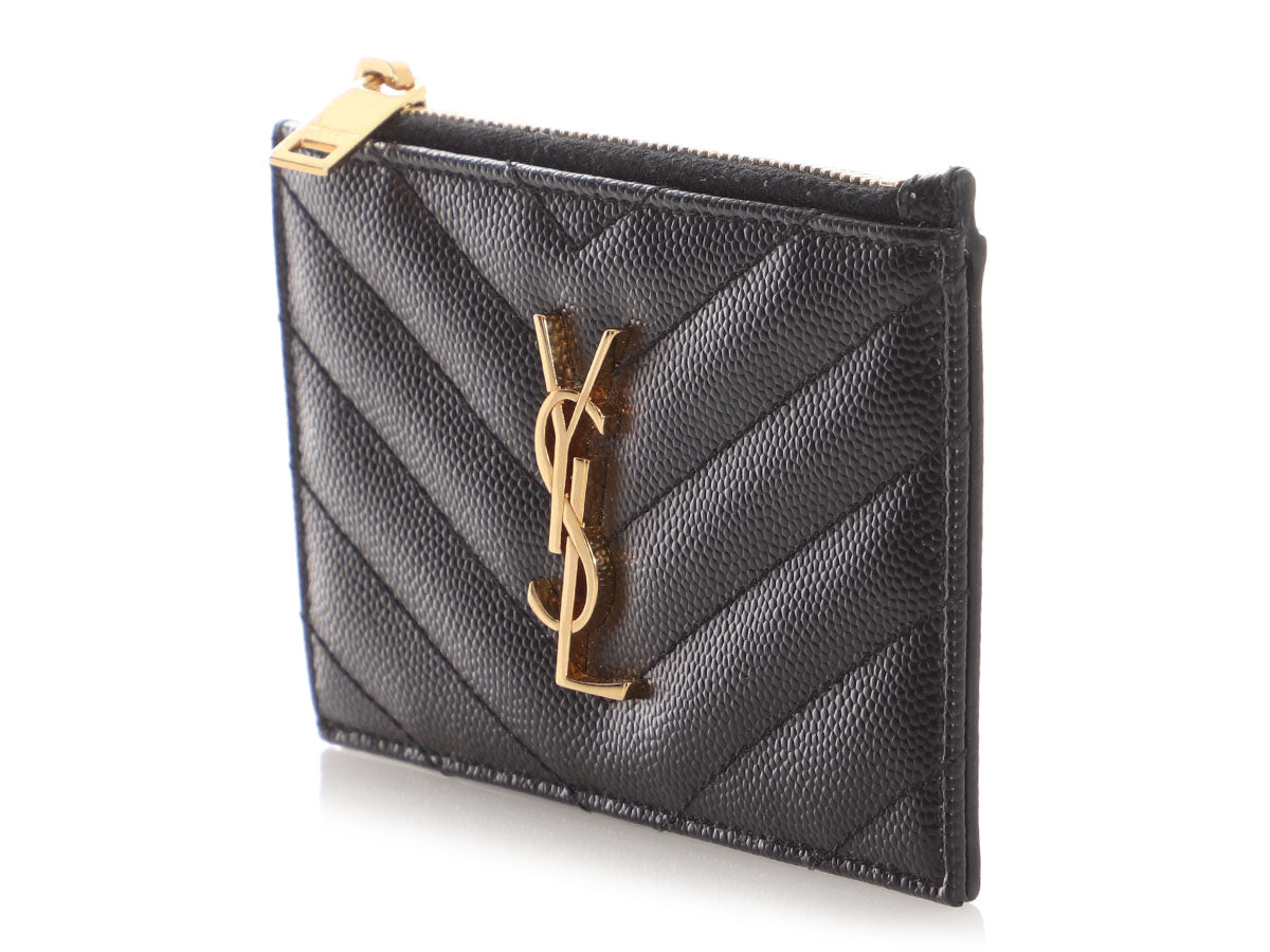 Saint Laurent Black Grain de Poudre Cassandre MatelassÃ© Fragments Card Case