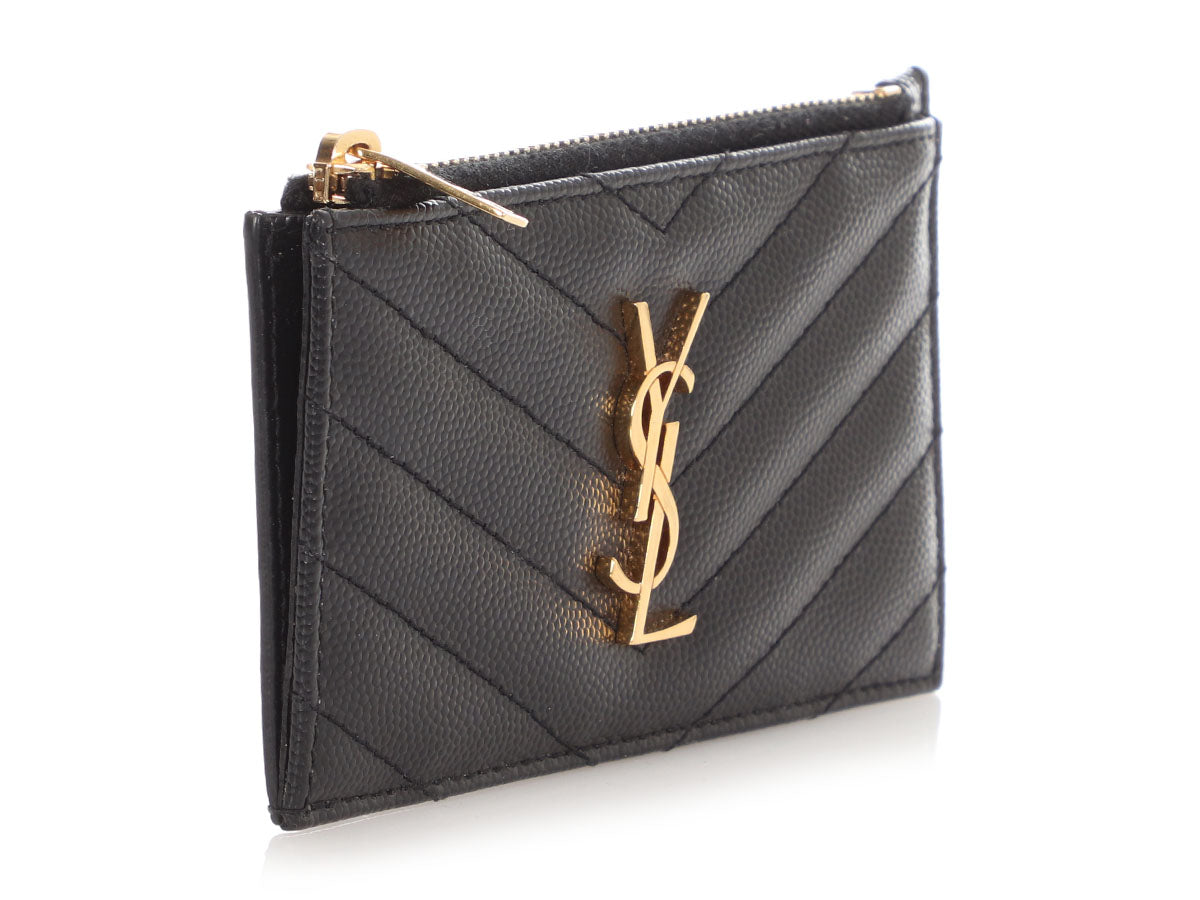 Saint Laurent Black Grain de Poudre Cassandre MatelassÃ© Fragments Card Case