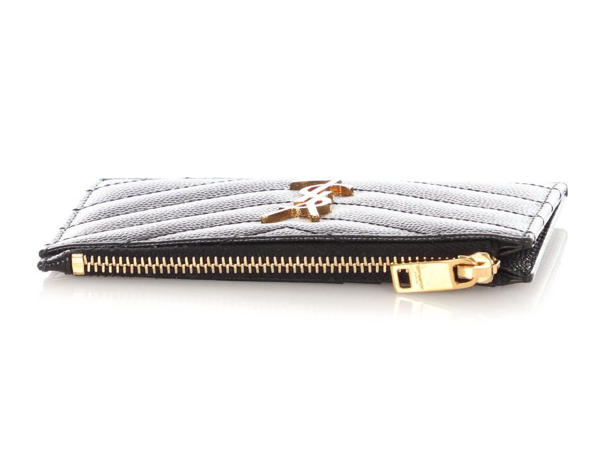 Saint Laurent Black Grain de Poudre Cassandre MatelassÃ© Fragments Card Case