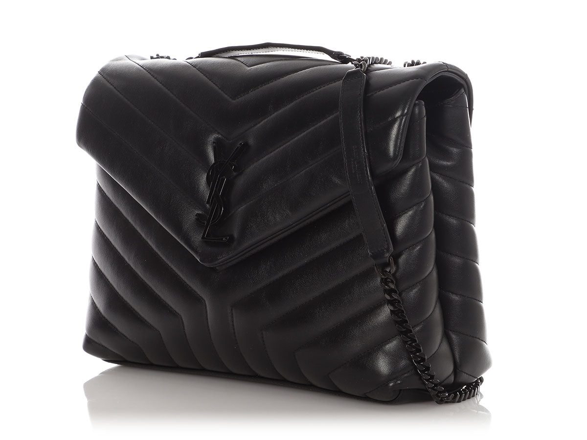 Saint Laurent Medium So Black MatelassÃ© Calfskin Loulou