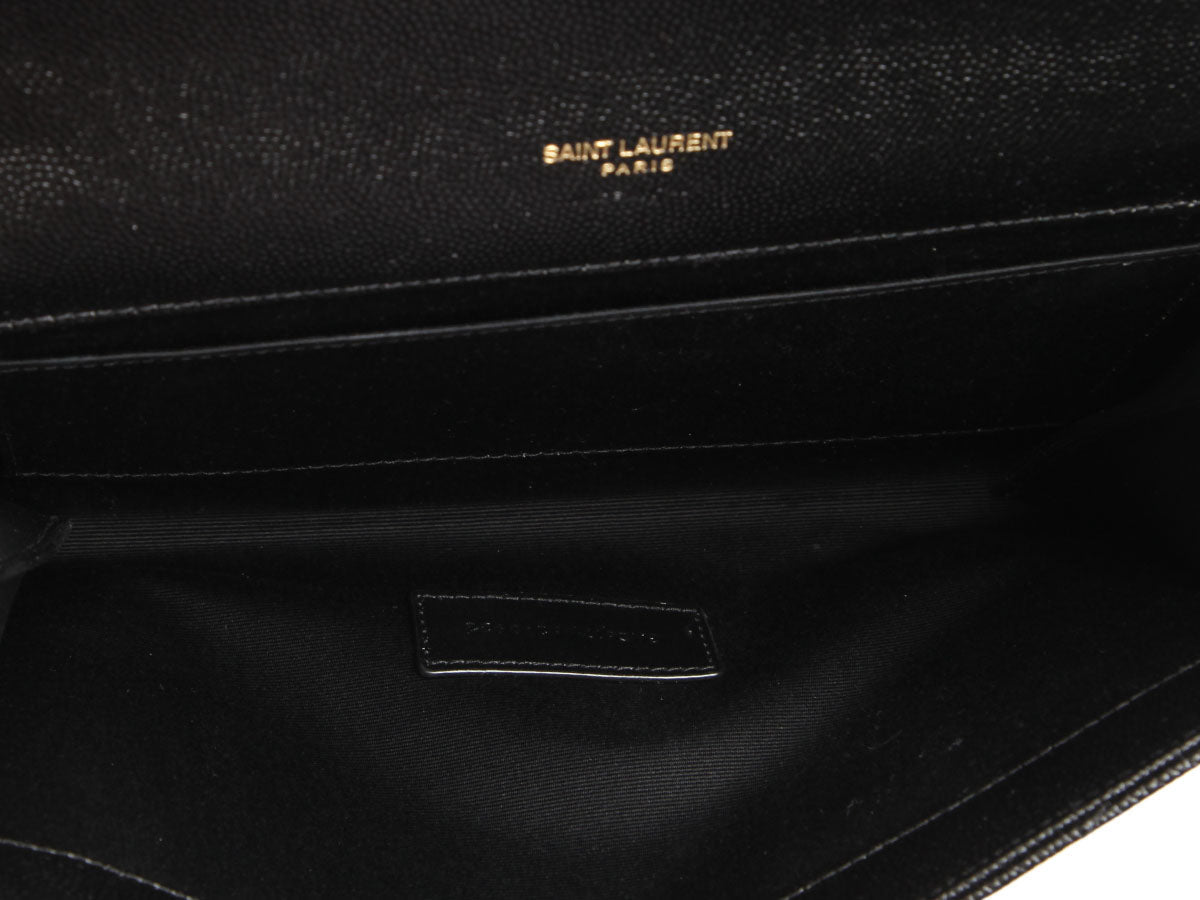 Saint Laurent Black Grain De Poudre Cassandre MatelassÃ© Flap Pouch