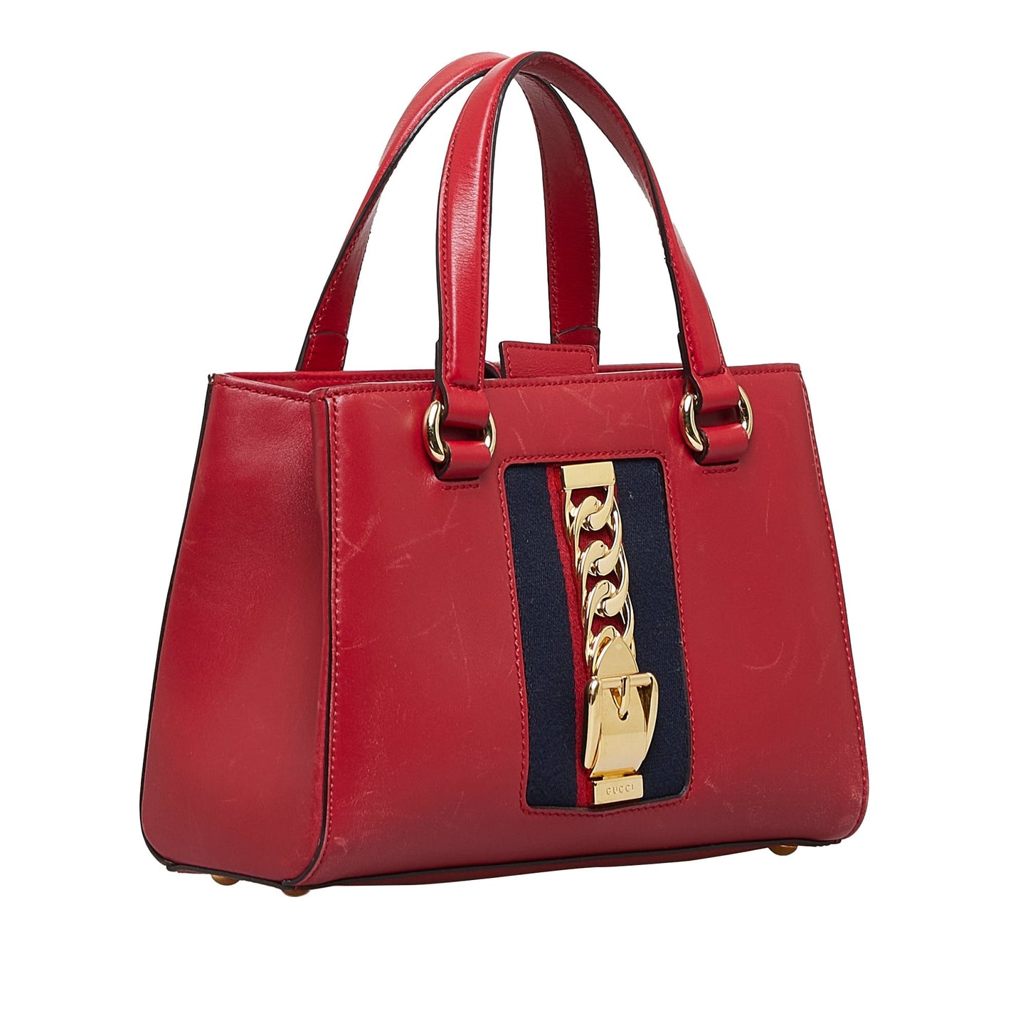 GLM-- Sylvie Top Handle Red Web Leather