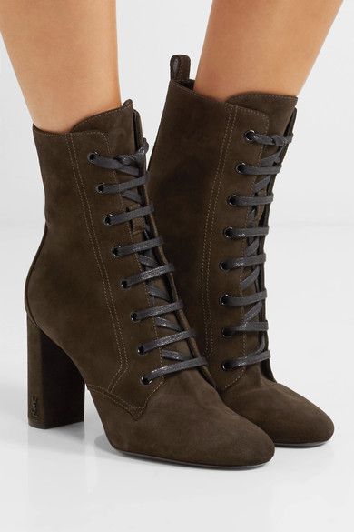 Saint Laurent LouLou Suede Lace-Up Boot