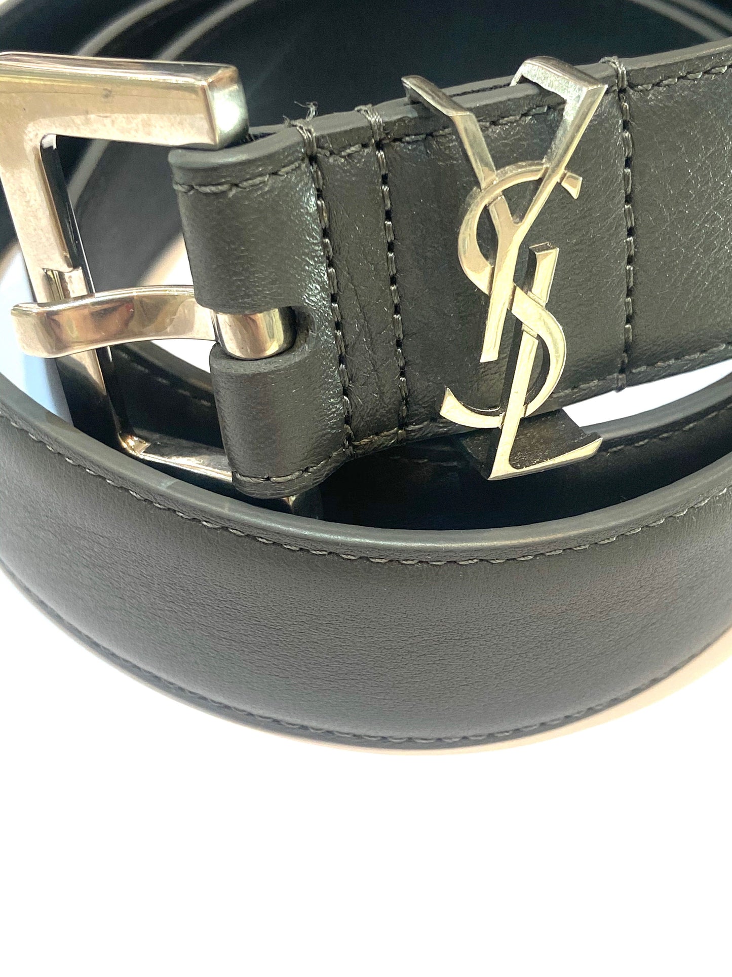 YSL YVES SAINT LAURENT SQUARE BUCKLE LOGO BELT