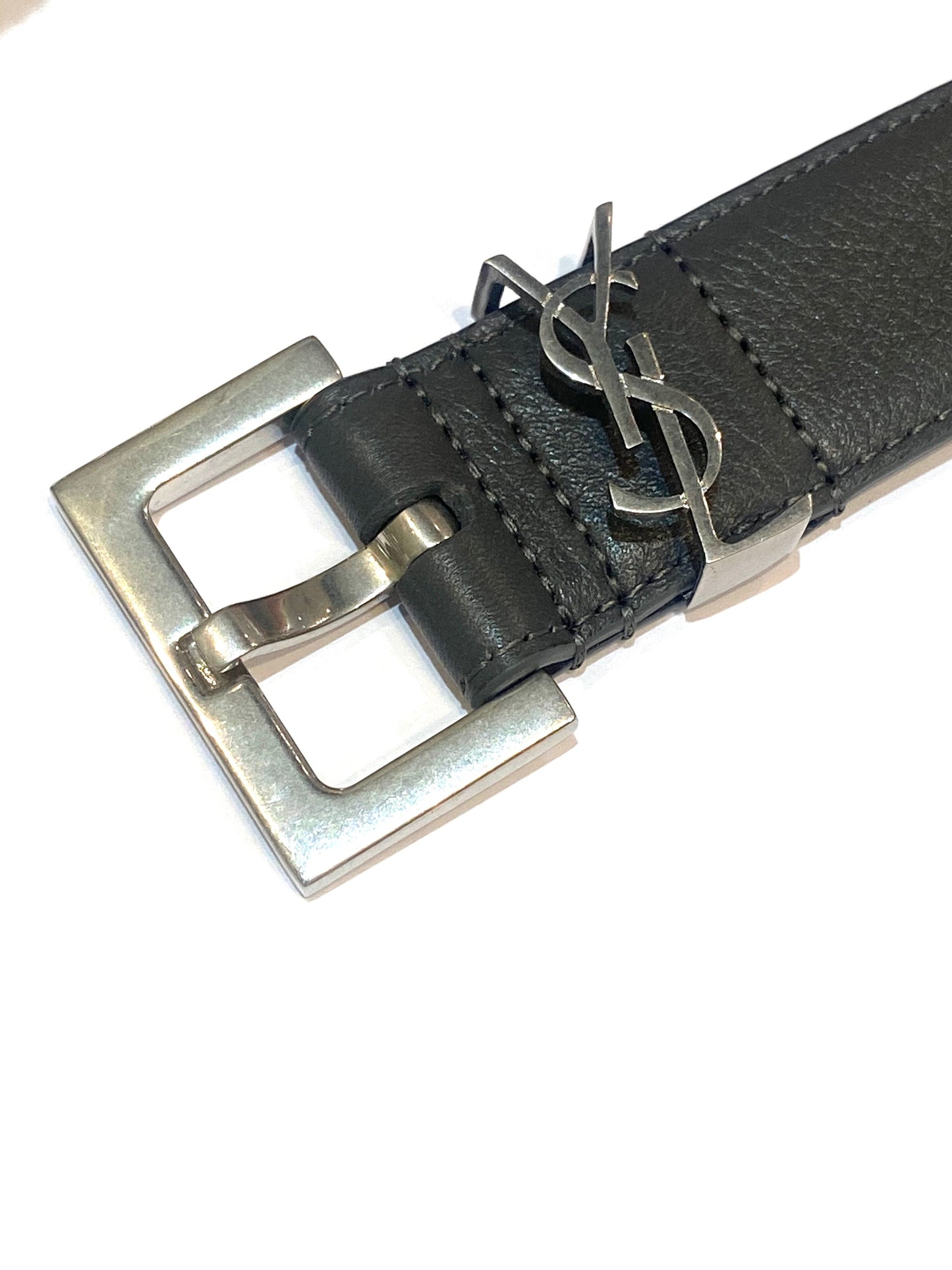 YSL YVES SAINT LAURENT SQUARE BUCKLE LOGO BELT