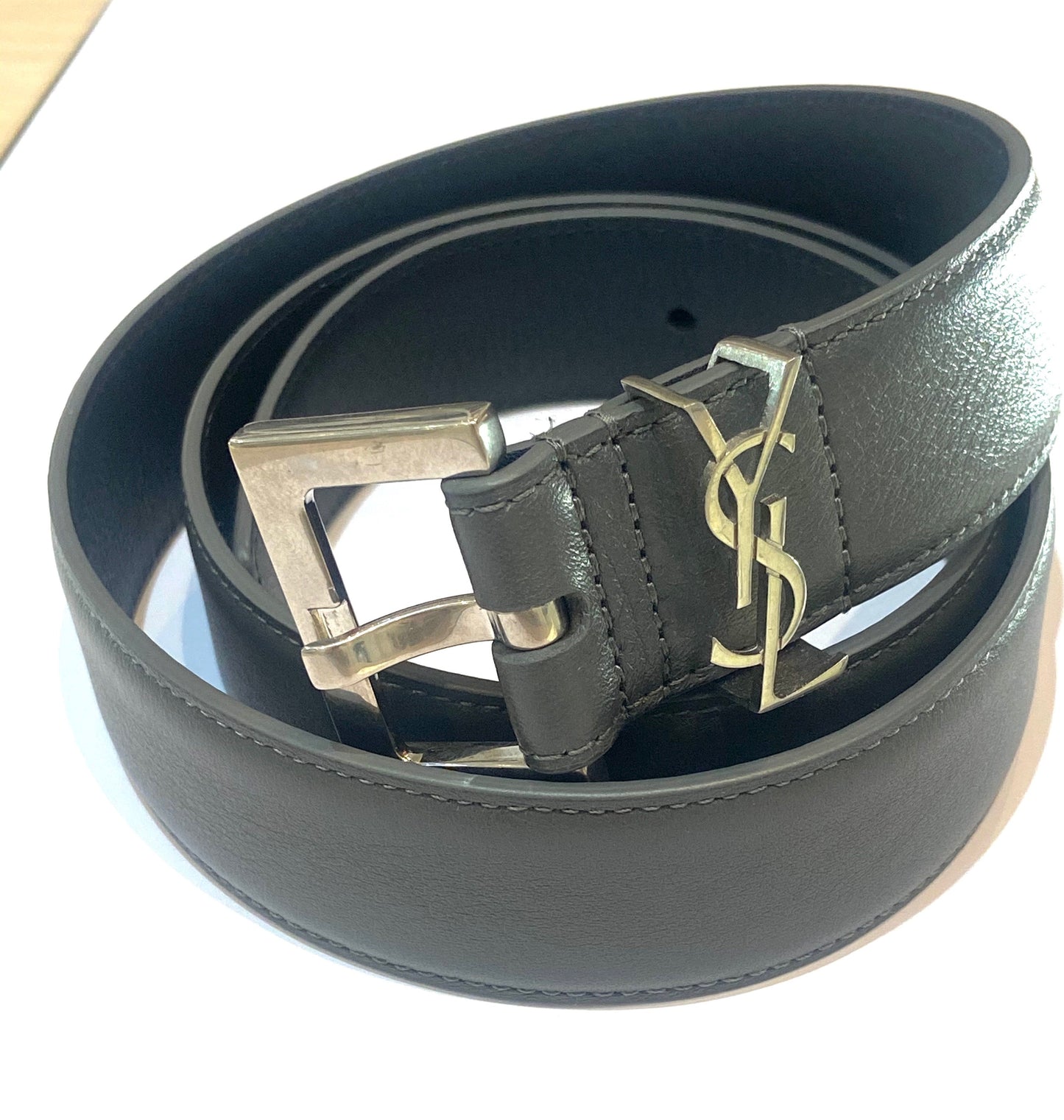 YSL YVES SAINT LAURENT SQUARE BUCKLE LOGO BELT