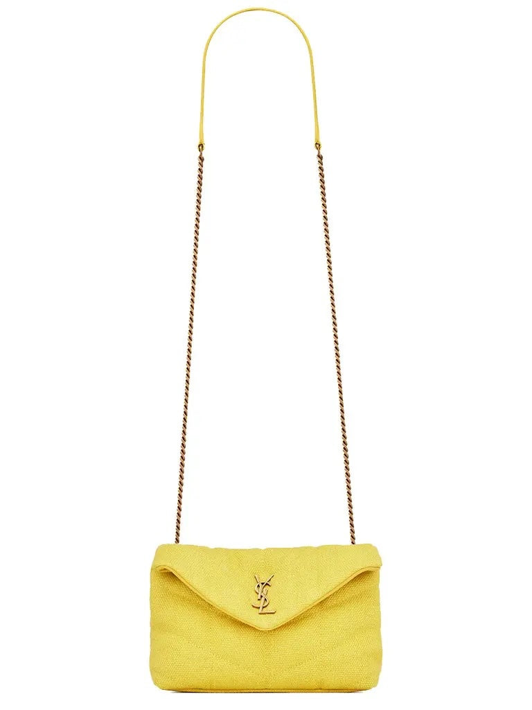 YSL QUILTED CANVAS LOULOU PUFFER TOY SHOULDER BAG