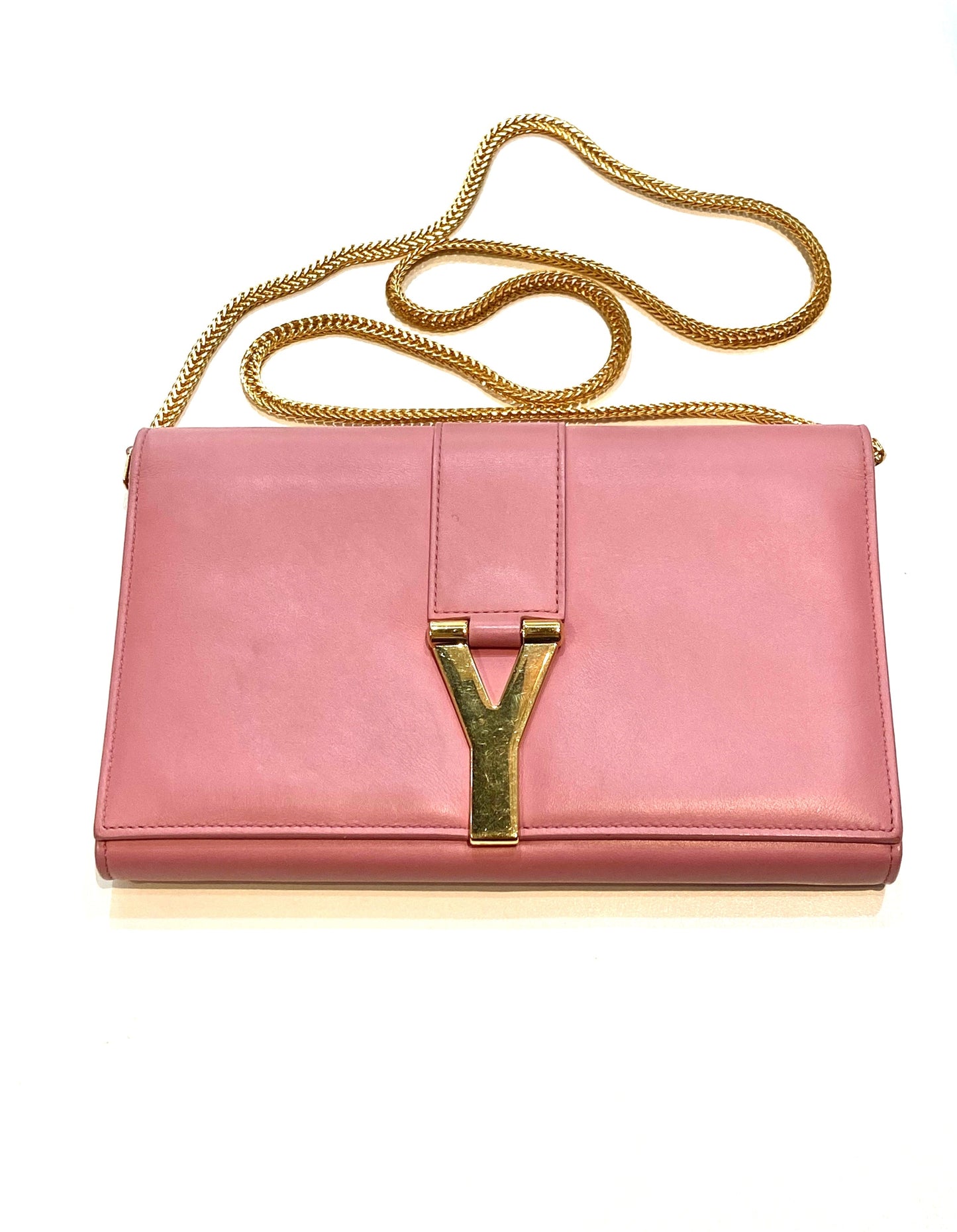 YSL CALFSKIN LEATHER CLASSIC Y LIGNE CHAIN WALLET