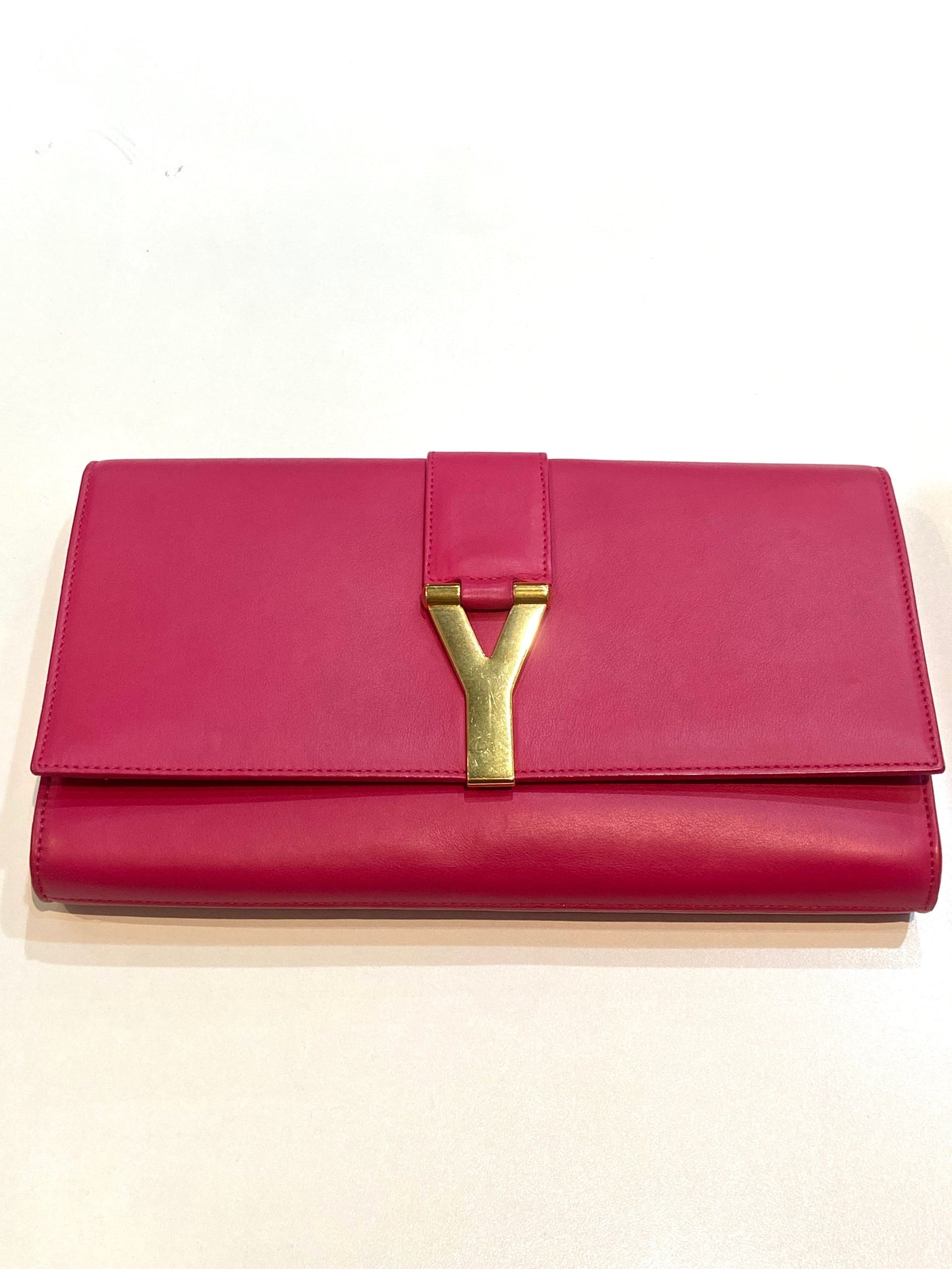 YSL CALFSKIN LEATHER CLASSIC Y LIGNE CLUTCH