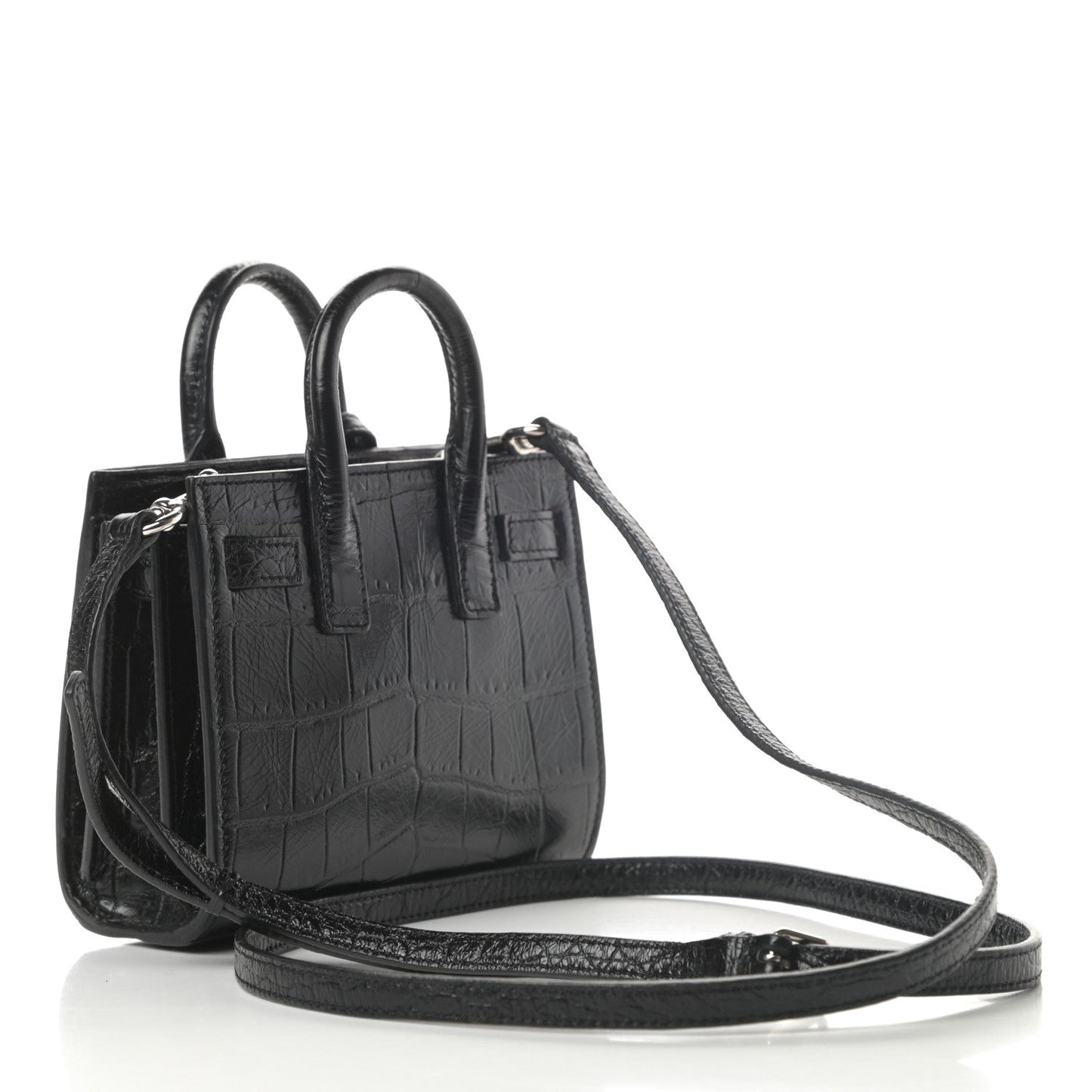YSL CALFSKIN CROC EMBOSSED TOY SAC DE JOUR BAG